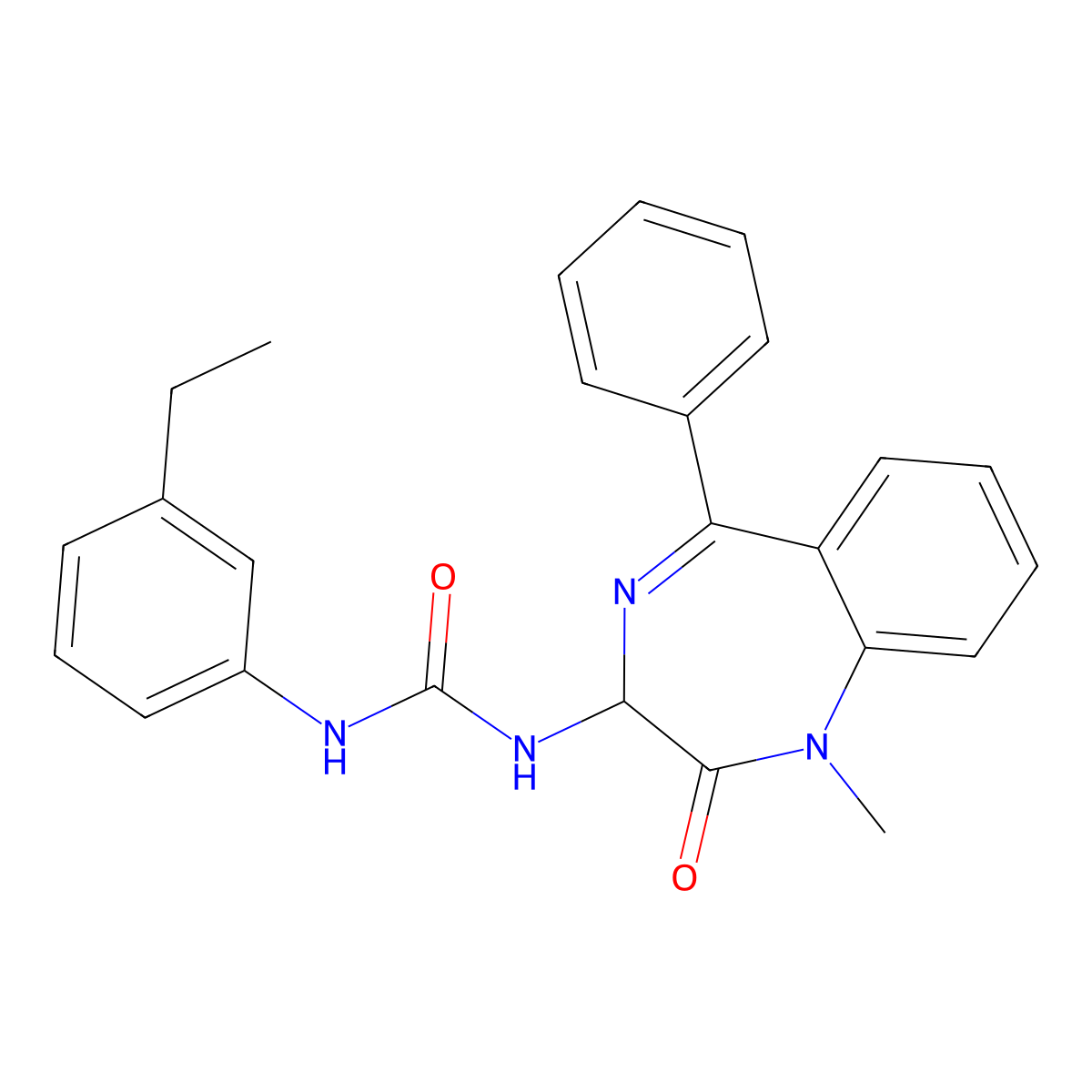 1-(3-Ethylphenyl)-3-(1-methyl-2-oxo-5-phenyl-3H-1,4-benzodiazepin-3-yl)urea molecular structure, CAS 1796893-33-8