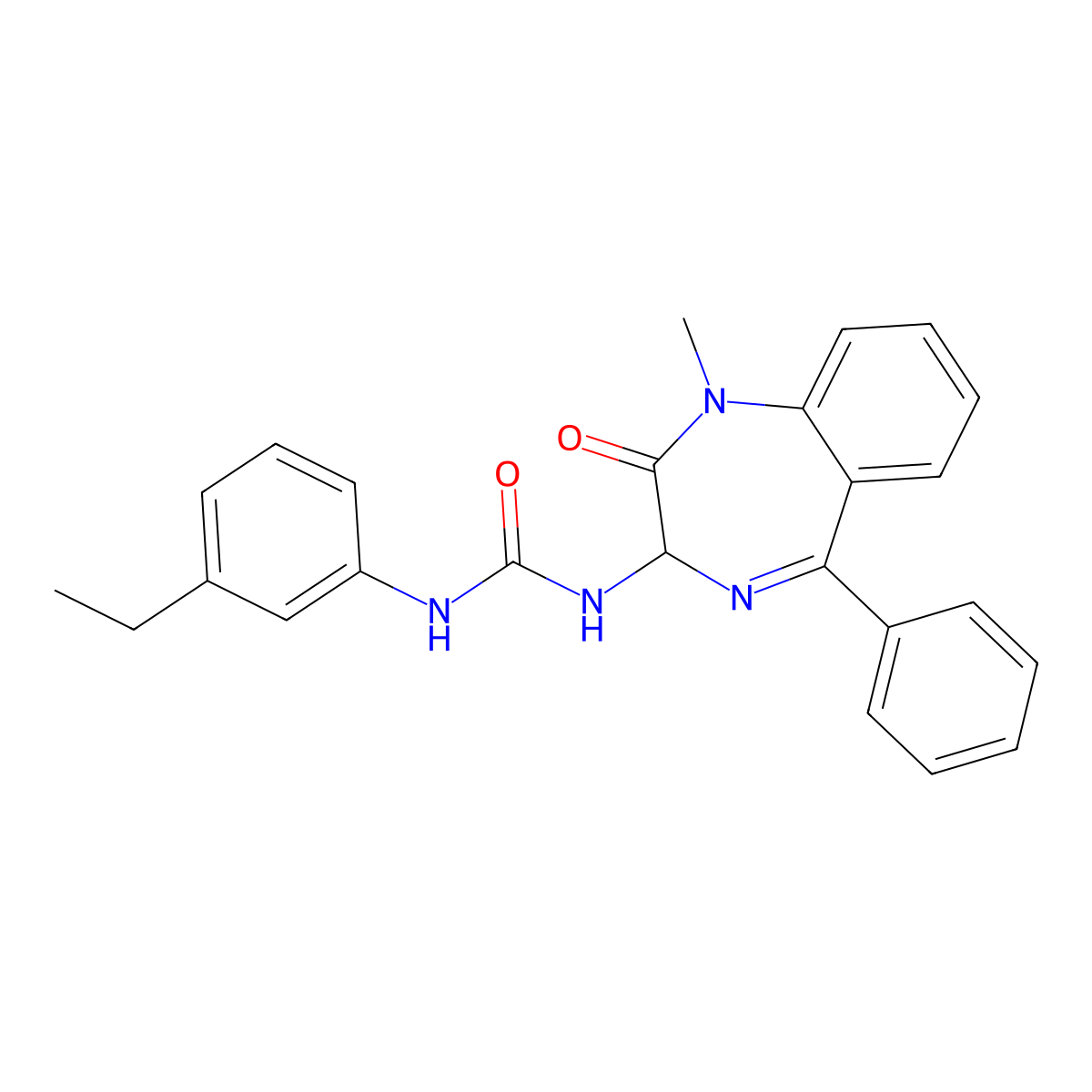 1-(3-Ethylphenyl)-3-(1-methyl-2-oxo-5-phenyl-3H-1,4-benzodiazepin-3-yl)urea molecular structure, CAS 1796893-33-8