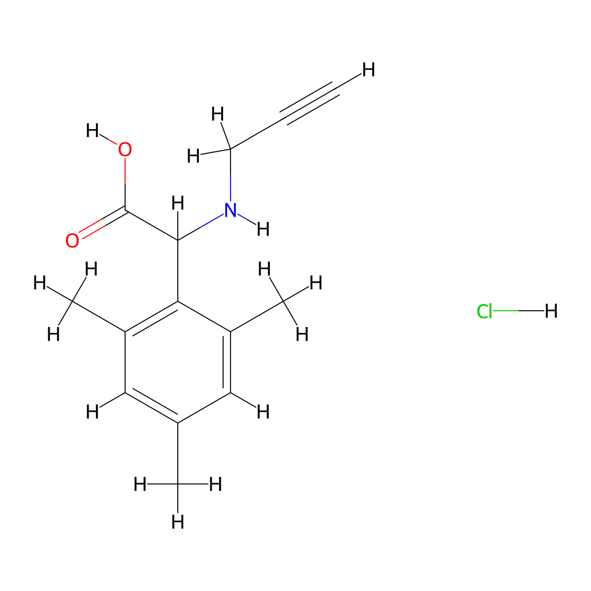 2-[(Prop-2-yn-1-yl)amino]-2-(2,4,6-trimethylphenyl)acetic acid hydrochloride molecular structure, CAS 1796894-91-1