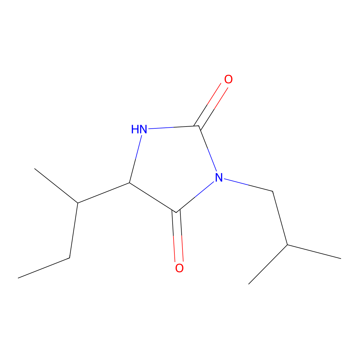 5-(Butan-2-yl)-3-(2-methylpropyl)imidazolidine-2,4-dione molecular structure, CAS 1796896-84-8