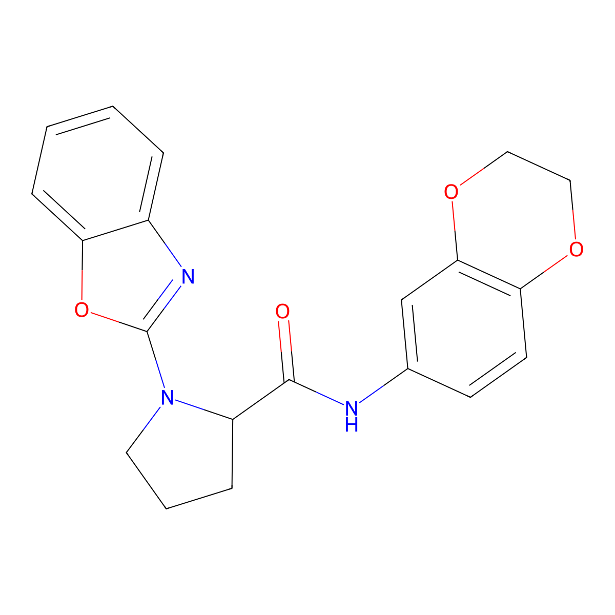 1-(1,3-benzoxazol-2-yl)-N-(2,3-dihydro-1,4-benzodioxin-6-yl)pyrrolidine-2-carboxamide molecular structure, CAS 1796898-26-4
