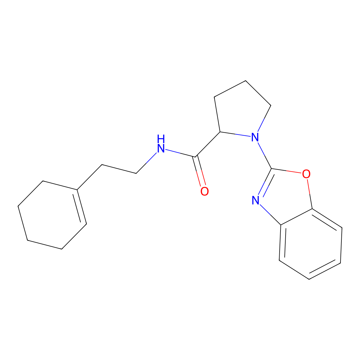 1-(benzo[d]oxazol-2-yl)-N-(2-(cyclohex-1-en-1-yl)ethyl)pyrrolidine-2-carboxamide molecular structure, CAS 1796898-31-1