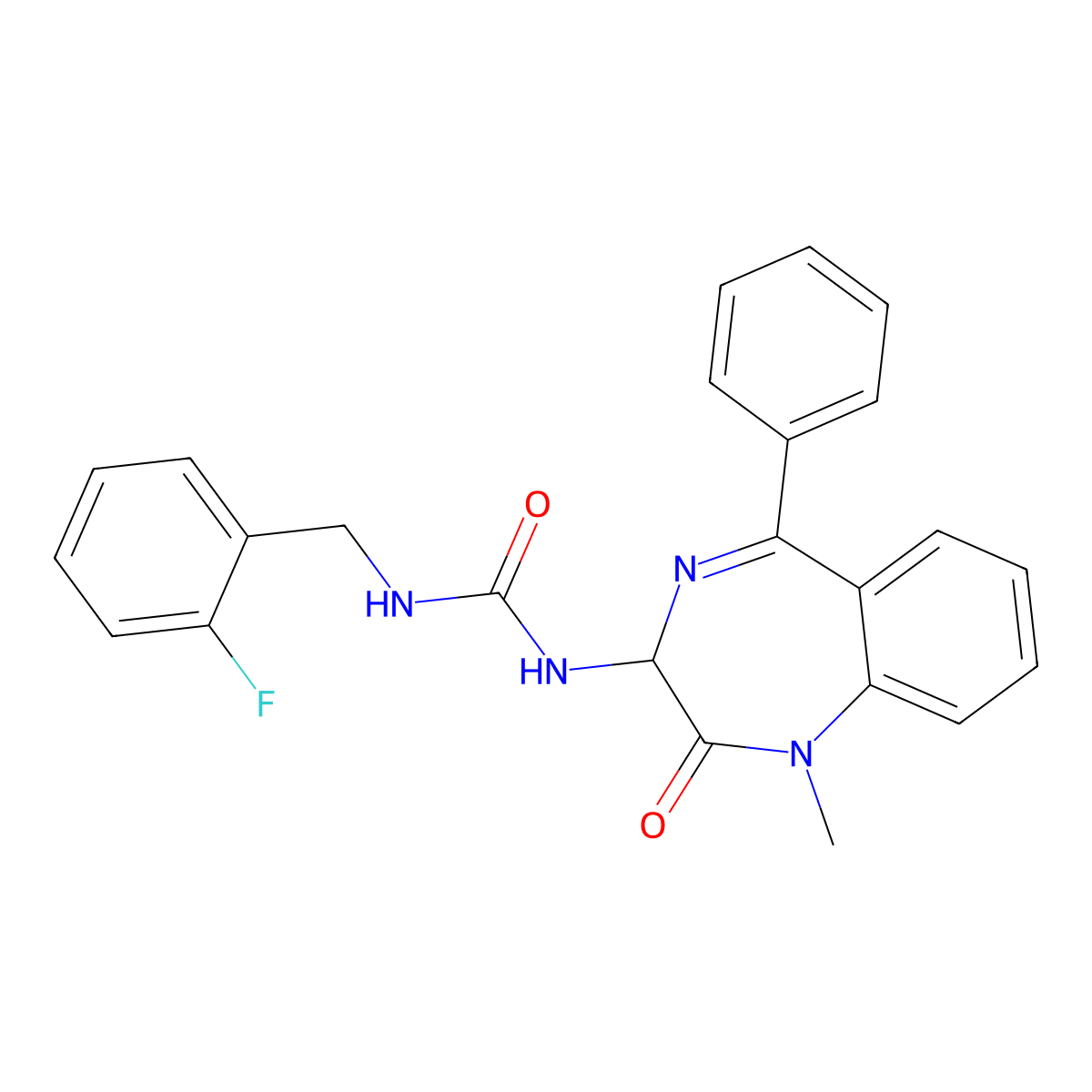 1-(1-methyl-2-oxo-5-phenyl-2,3-dihydro-1H-1,4-diazepin-3-yl)-3-(2-fluorobenzyl)urea molecular structure, CAS 1796898-53-7