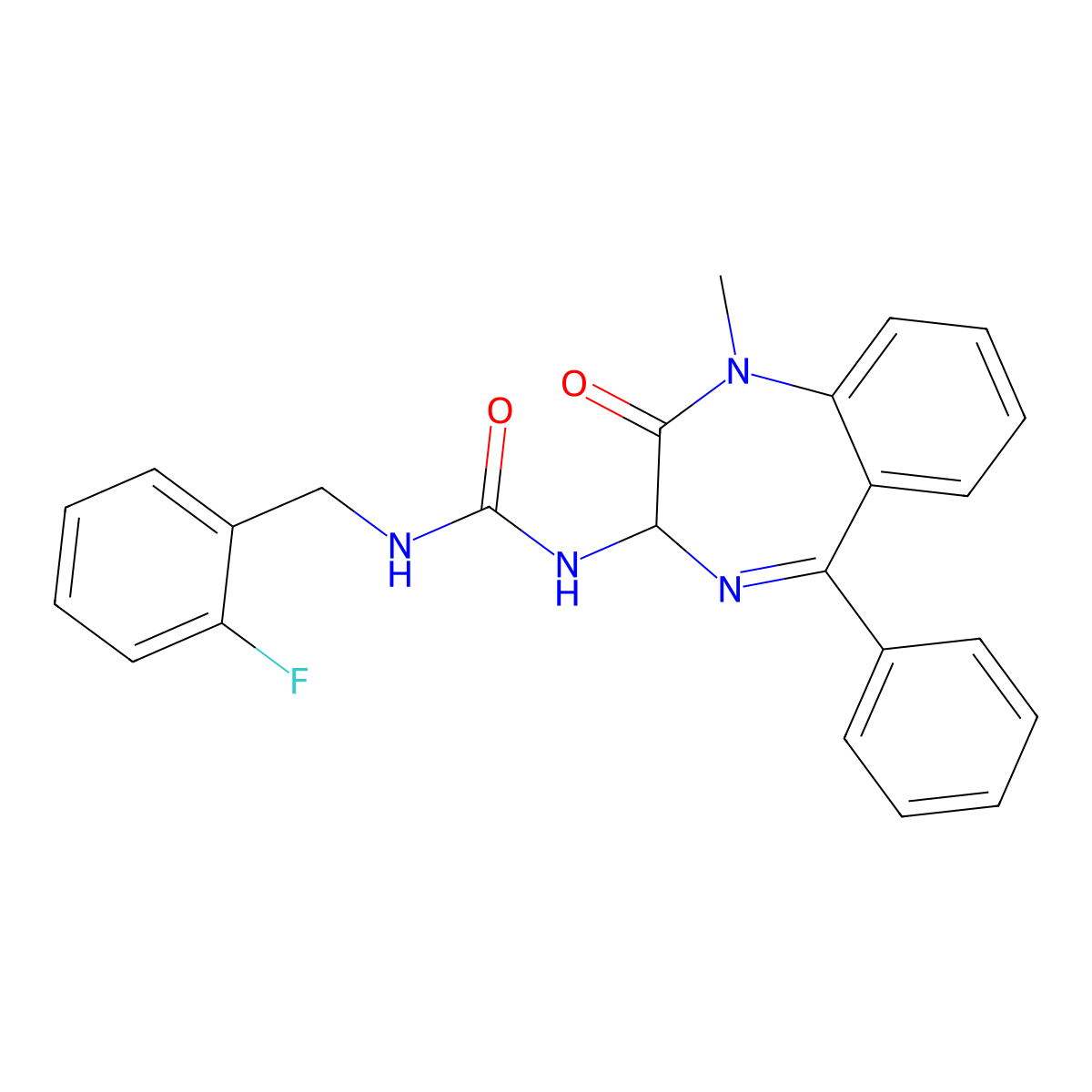 1-(1-methyl-2-oxo-5-phenyl-2,3-dihydro-1H-1,4-diazepin-3-yl)-3-(2-fluorobenzyl)urea molecular structure, CAS 1796898-53-7