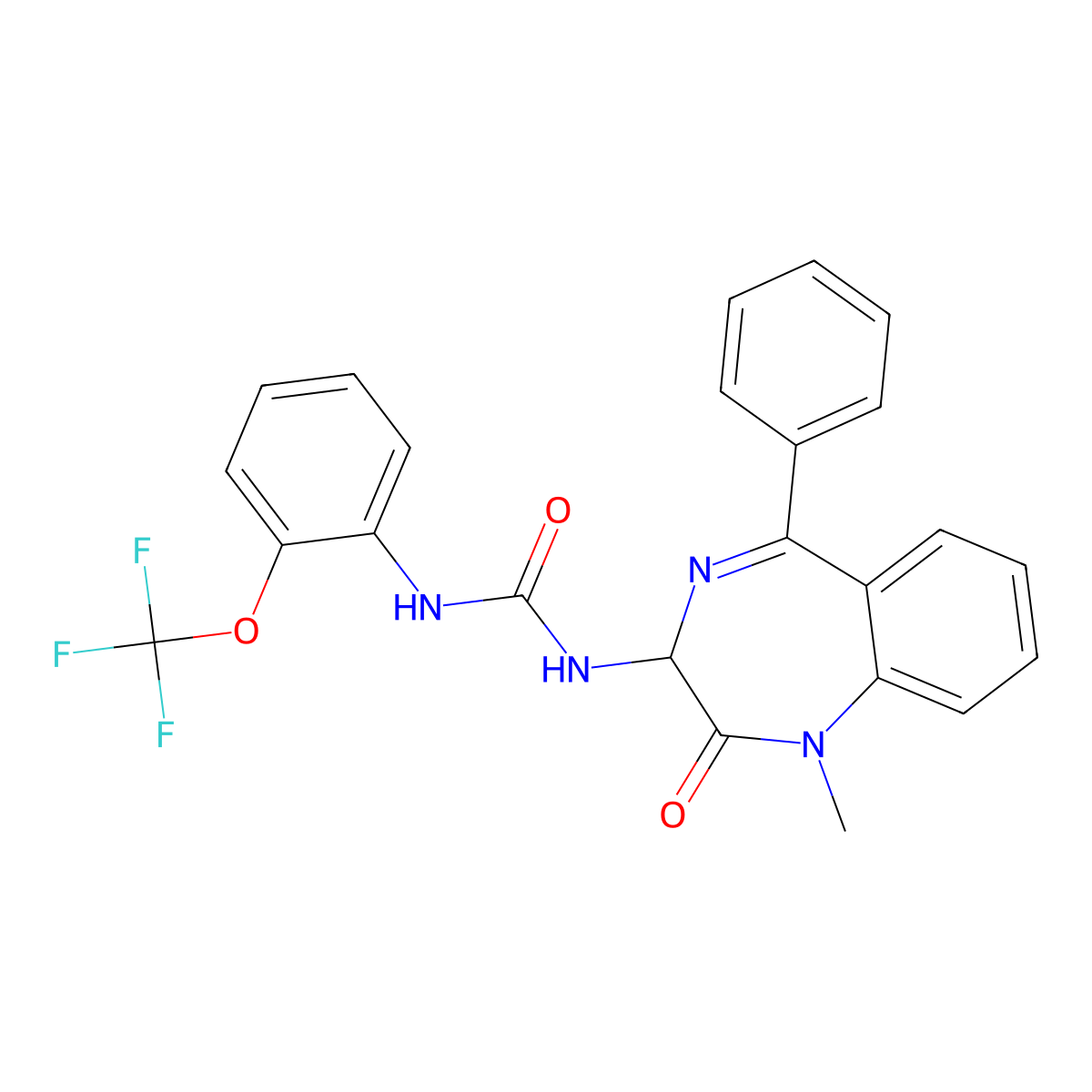 1-(1-Methyl-2-oxo-5-phenyl-3H-1,4-benzodiazepin-3-yl)-3-[2-(trifluoromethoxy)phenyl]urea molecular structure, CAS 1796898-65-1