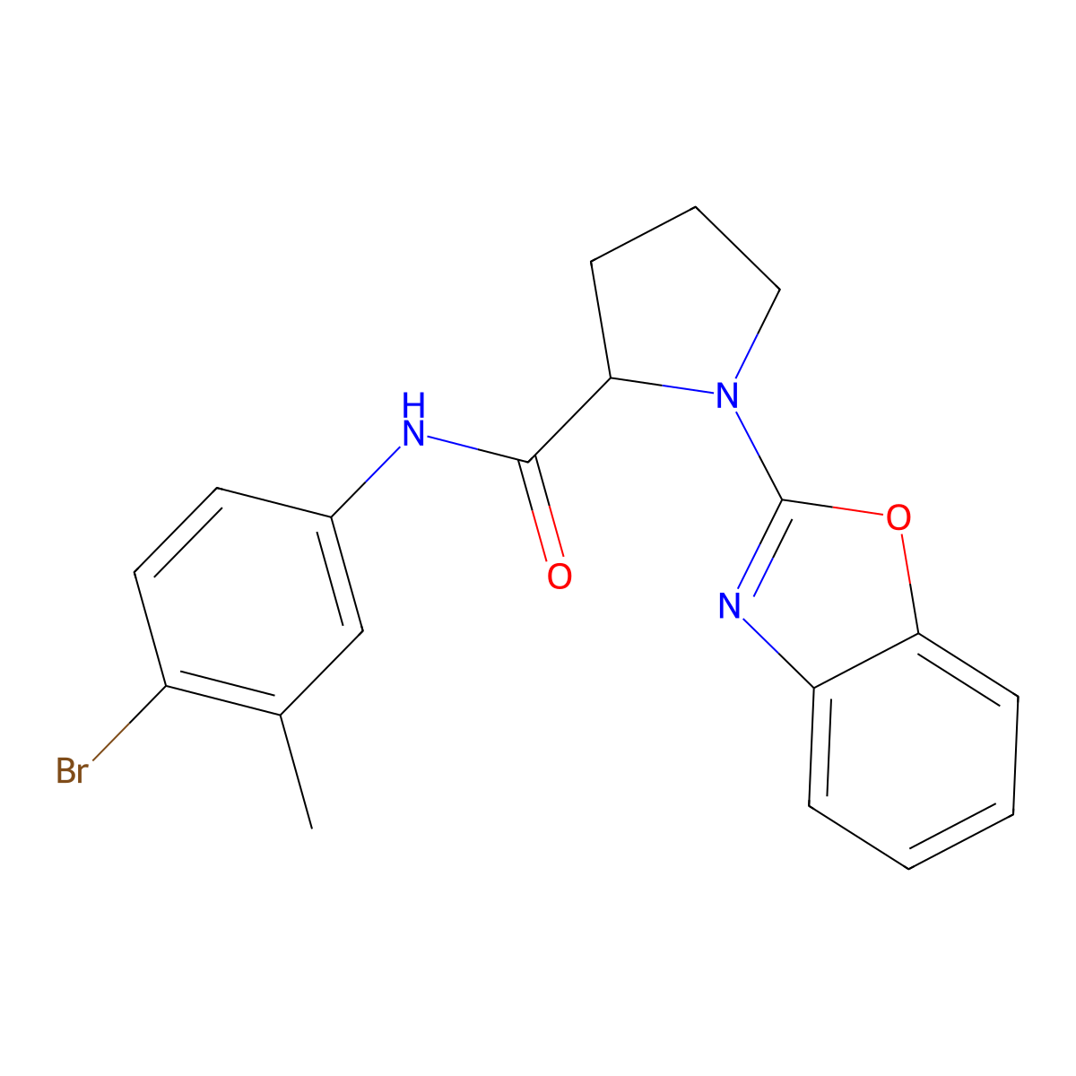 1-(benzo[d]oxazol-2-yl)-N-(4-bromo-3-methylphenyl)pyrrolidine-2-carboxamide molecular structure, CAS 1796899-55-2