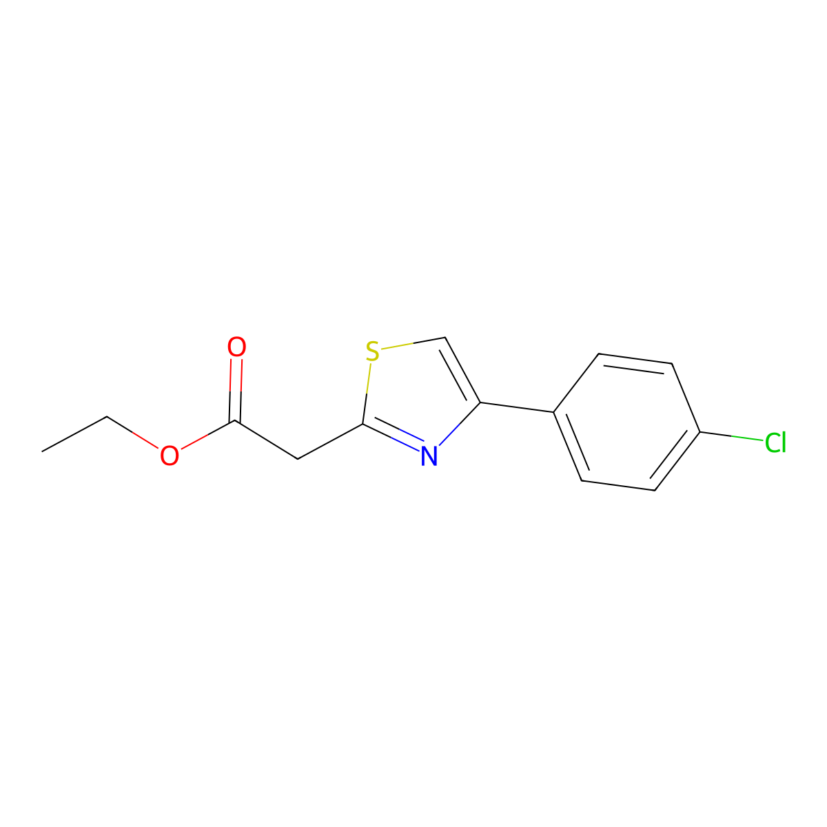 Ethyl 2-(4-(4-chlorophenyl)thiazol-2-yl)acetate molecular structure, CAS 17969-12-9