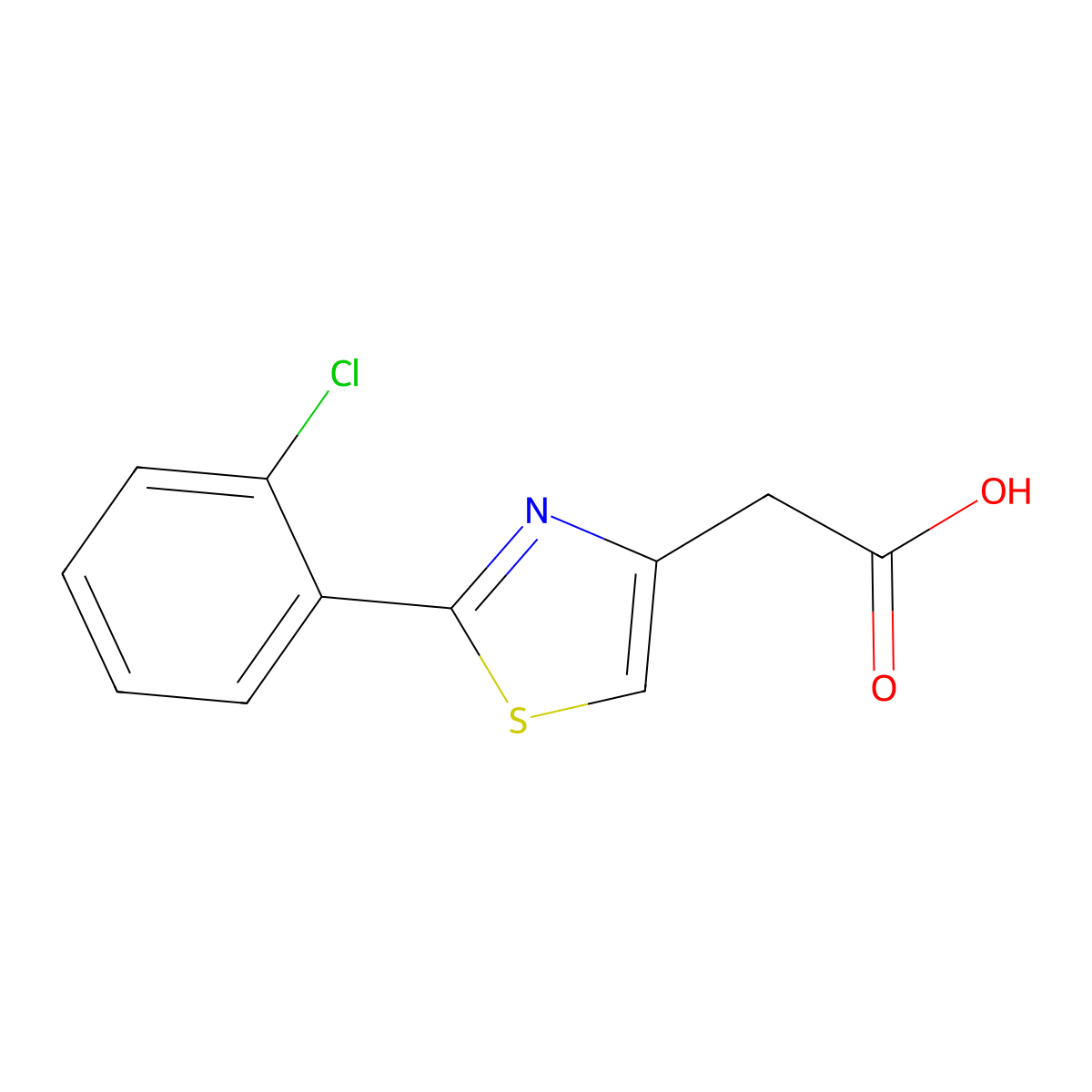 2-(2-(2-Chlorophenyl)-1,3-thiazol-4-yl)acetic acid molecular structure, CAS 17969-25-4