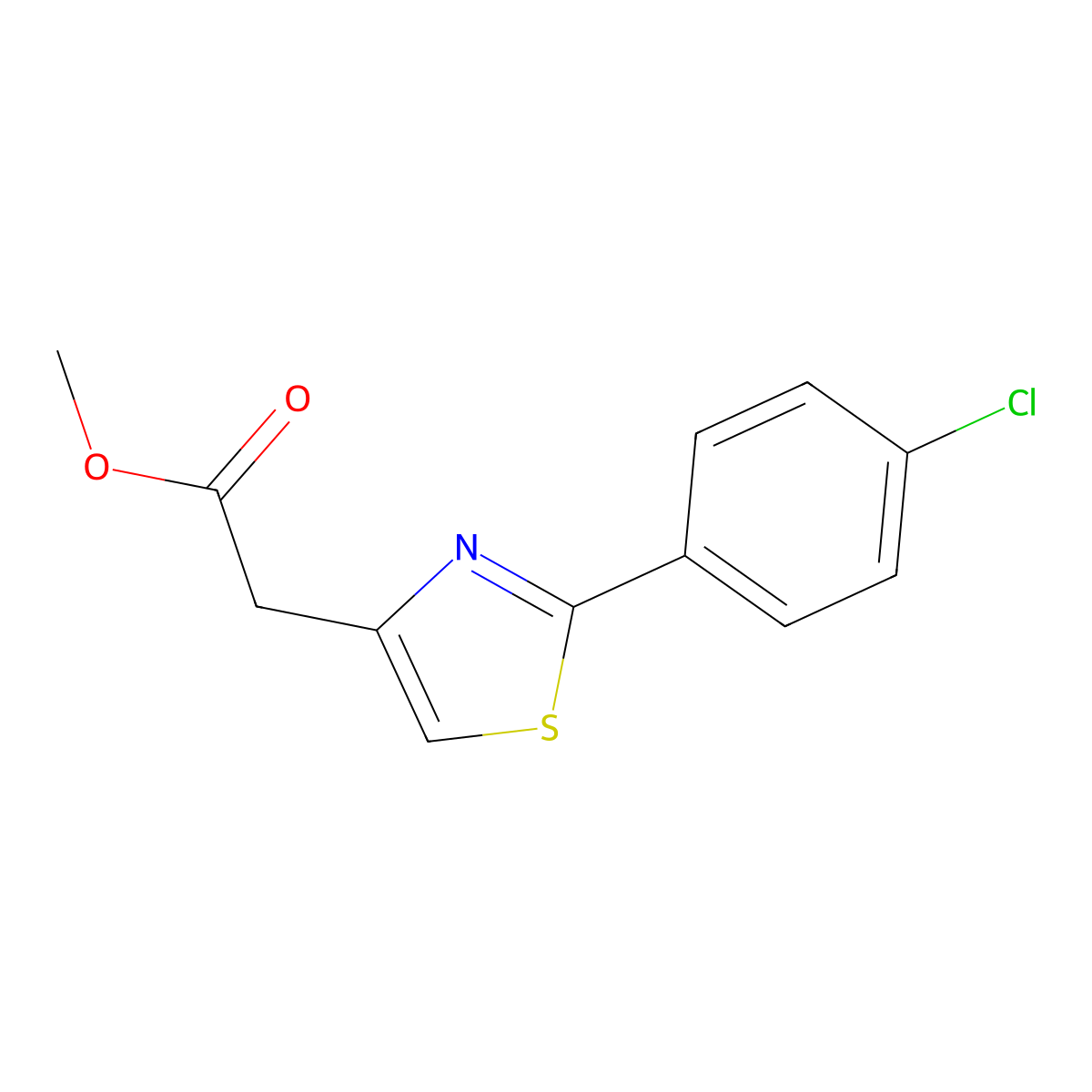 Methyl 2-(2-(4-chlorophenyl)thiazol-4-yl)acetate molecular structure, CAS 17969-38-9