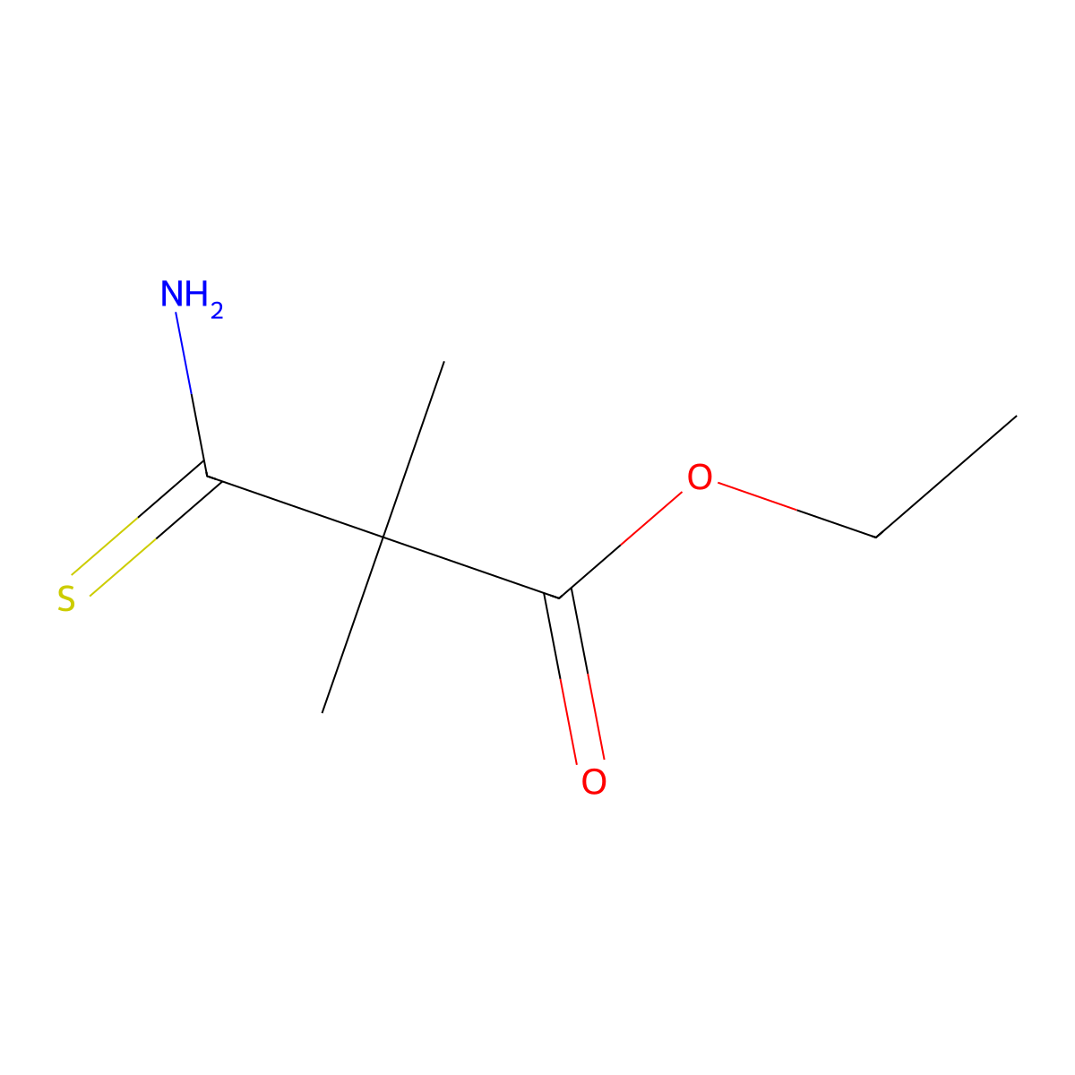 Ethyl 2-carbamothioyl-2,2-dimethylacetate molecular structure, CAS 17969-52-7