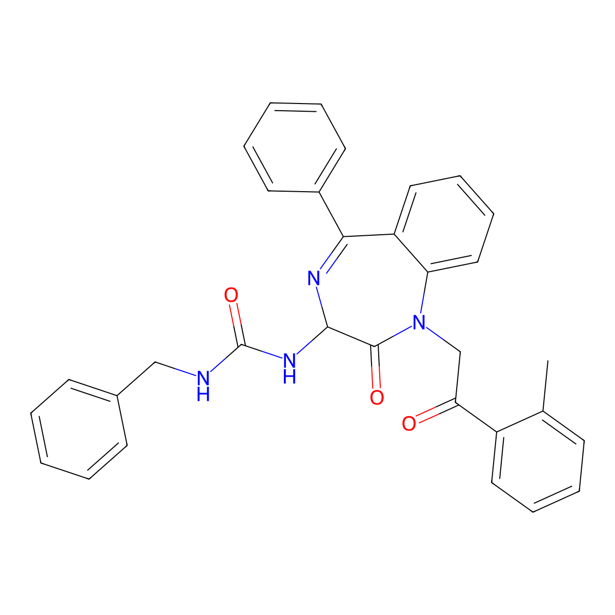 1-(1-(2-(2-methylphenyl)-2-oxoethyl)-2-oxo-5-phenyl-2,3-dihydro-1H-1,4-diazepin-3-yl)-3-benzylurea molecular structure, CAS 1796900-14-5