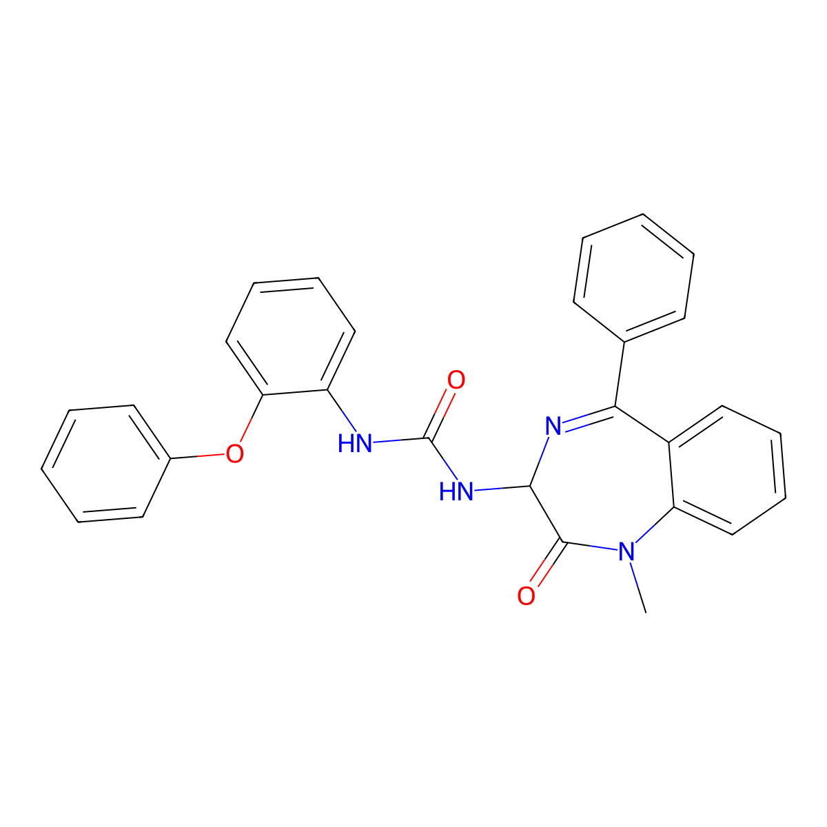 1-(1-Methyl-2-oxo-5-phenyl-3H-1,4-benzodiazepin-3-yl)-3-(2-phenoxyphenyl)urea molecular structure, CAS 1796900-17-8