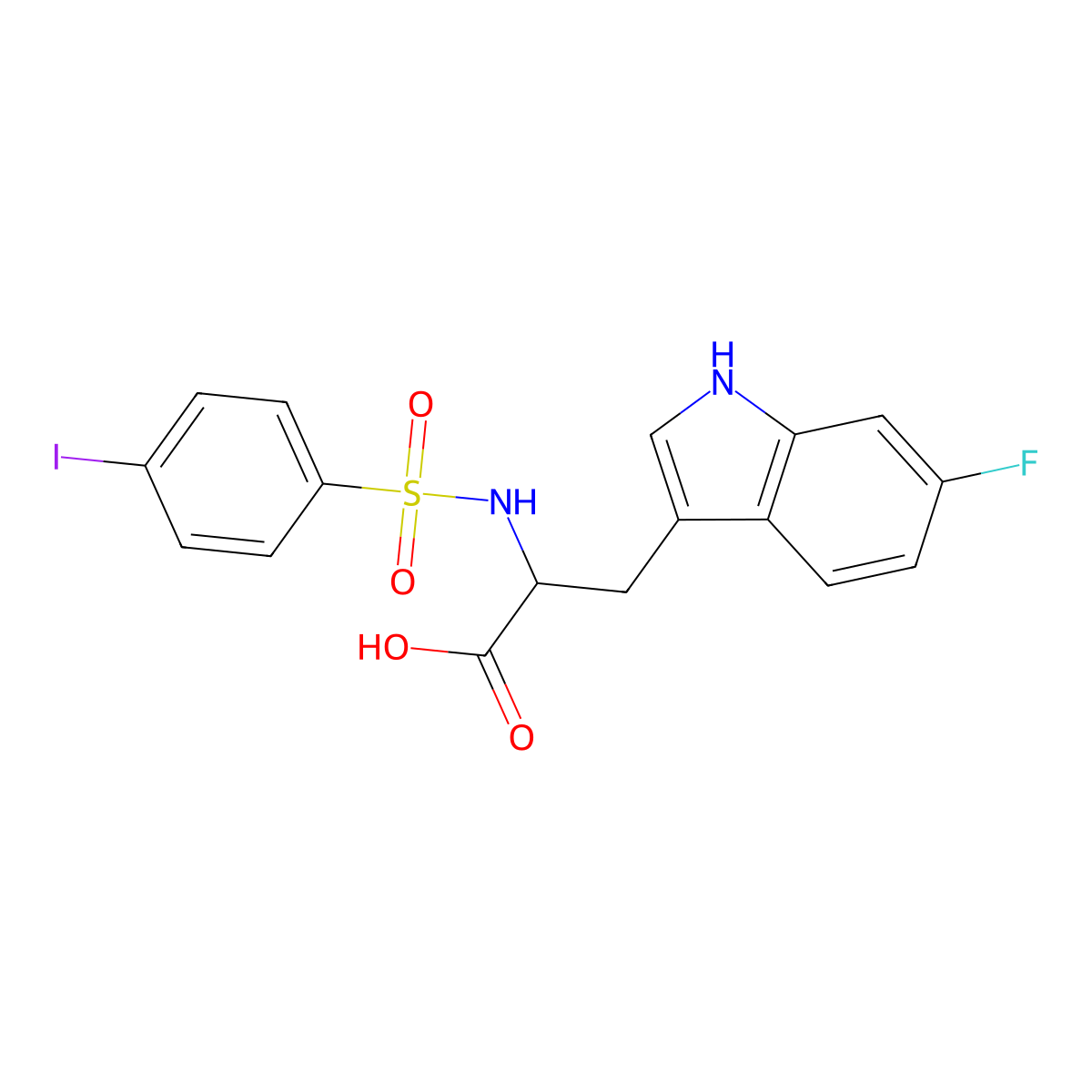 3-(6-fluoro-1H-indol-3-yl)-2-(4-iodobenzenesulfonamido)propanoic acid molecular structure, CAS 1796902-05-0