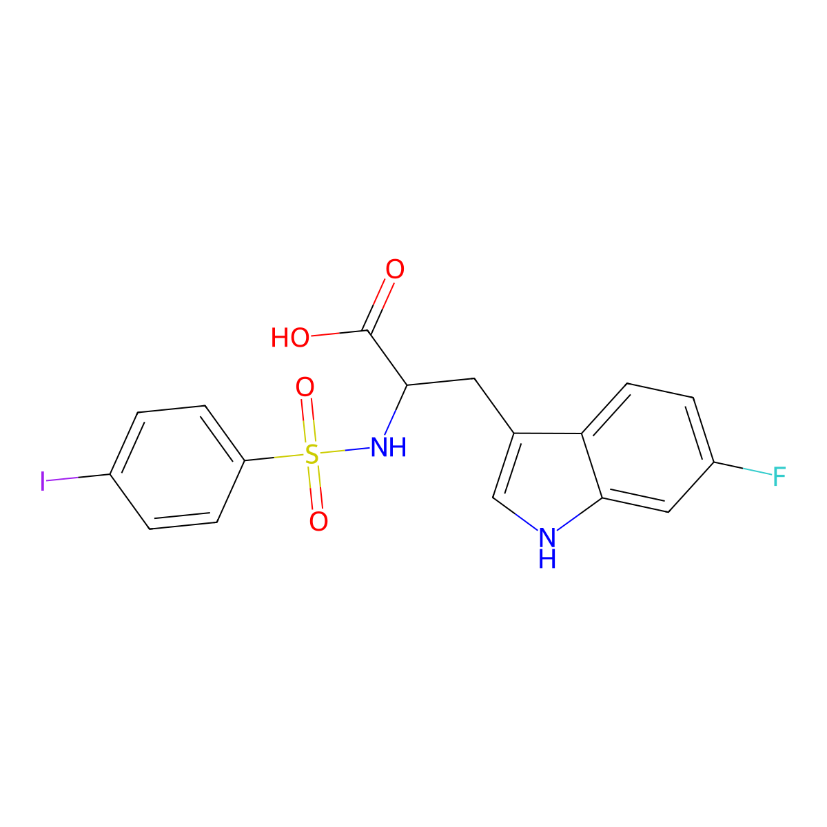 3-(6-fluoro-1H-indol-3-yl)-2-(4-iodobenzenesulfonamido)propanoic acid molecular structure, CAS 1796902-05-0
