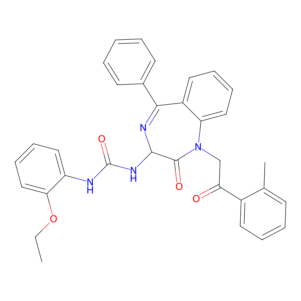N-(2,5-diaza-2-(2-(2-methylphenyl)-2-oxoethyl)-3-oxo-6-phenylbicyclo[5.4.0]undeca-1(7),5,8,10-tetraen-4-yl)((2-ethoxyphenyl)amino)formamide molecular structure, CAS 1796904-79-4