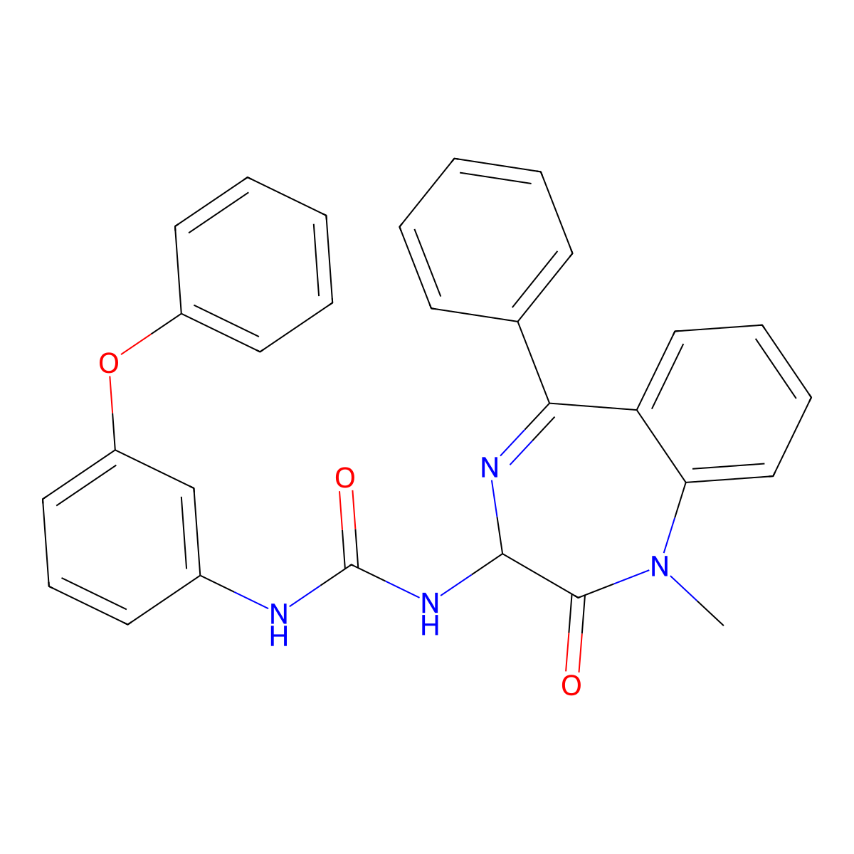 1-(1-Methyl-2-oxo-5-phenyl-3H-1,4-benzodiazepin-3-yl)-3-(3-phenoxyphenyl)urea molecular structure, CAS 1796905-03-7