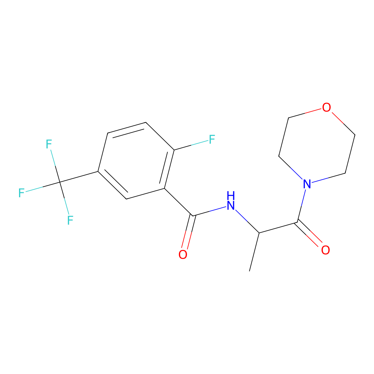2-fluoro-N-[1-(morpholin-4-yl)-1-oxopropan-2-yl]-5-(trifluoromethyl)benzamide molecular structure, CAS 1796906-13-2