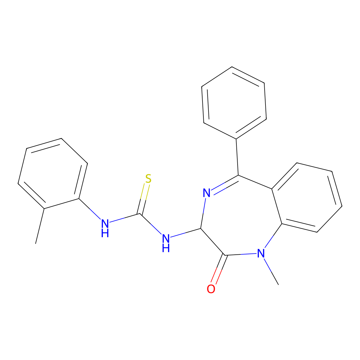 N-(2,5-diaza-2-methyl-3-oxo-6-phenylbicyclo[5.4.0]undeca-1(7),5,8,10-tetraen-4-yl)(2-methylphenyl)thiosemicarbazide molecular structure, CAS 1796907-44-2