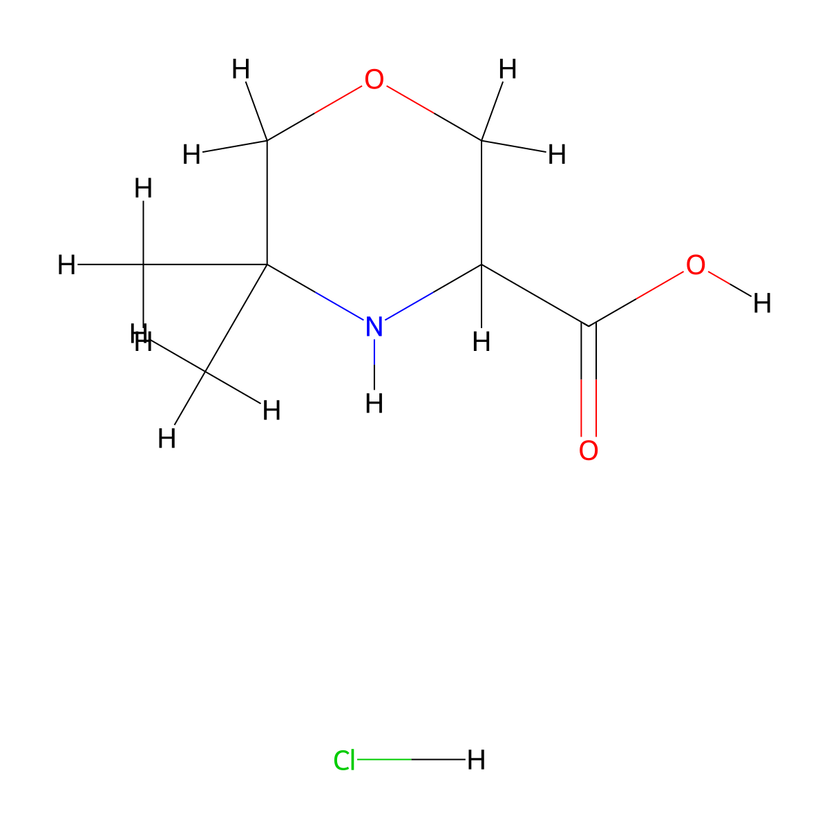 5,5-Dimethylmorpholine-3-carboxylic acid hydrochloride molecular structure, CAS 1796909-80-2