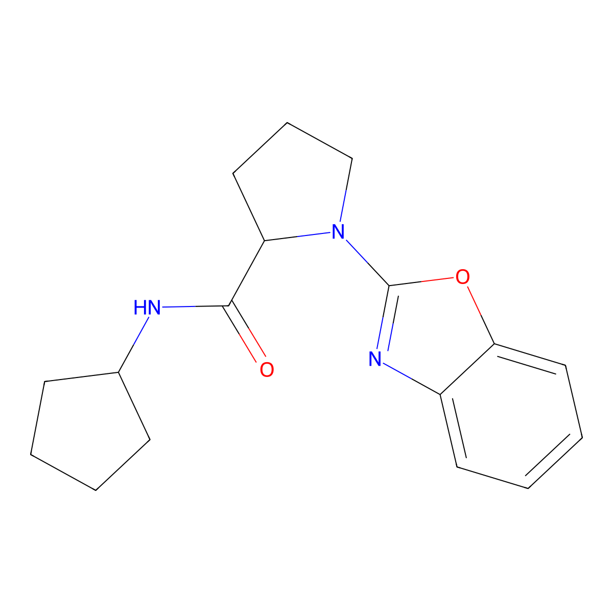 1-(1,3-Benzoxazol-2-yl)-N-cyclopentylpyrrolidine-2-carboxamide molecular structure, CAS 1796910-01-4