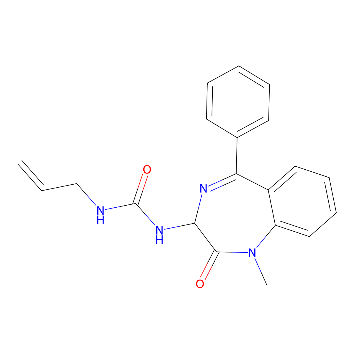 1-(1-methyl-2-oxo-5-phenyl-2,3-dihydro-1H-1,4-benzodiazepin-3-yl)-3-(prop-2-en-1-yl)urea molecular structure, CAS 1796910-51-4