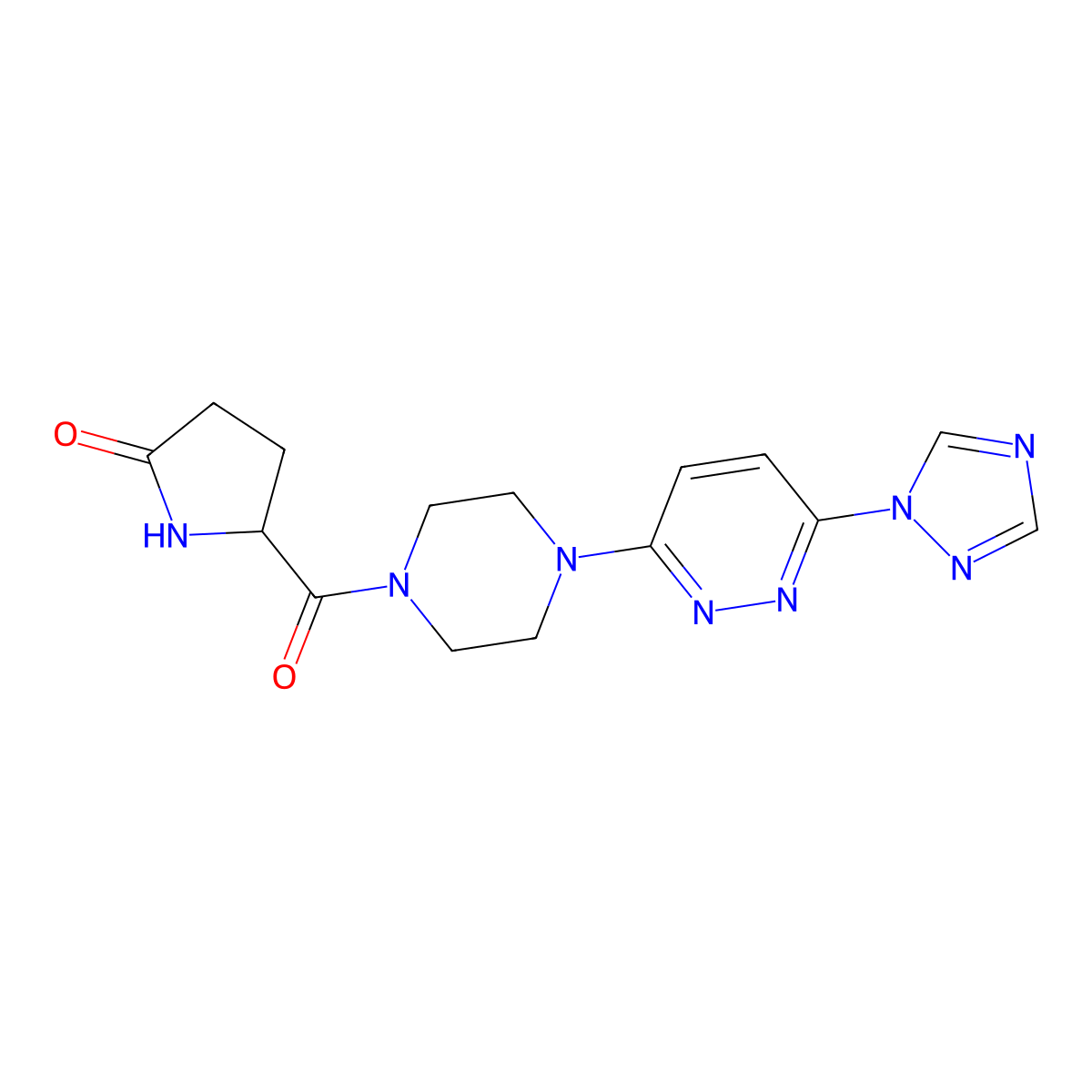 5-{4-[6-(1H-1,2,4-triazol-1-yl)pyridazin-3-yl]piperazine-1-carbonyl}pyrrolidin-2-one molecular structure, CAS 1796914-57-2