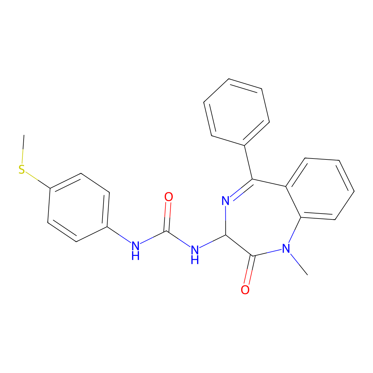 3-(1-methyl-2-oxo-5-phenyl-2,3-dihydro-1H-1,4-benzodiazepin-3-yl)-1-[4-(methylsulfanyl)phenyl]urea molecular structure, CAS 1796915-34-8