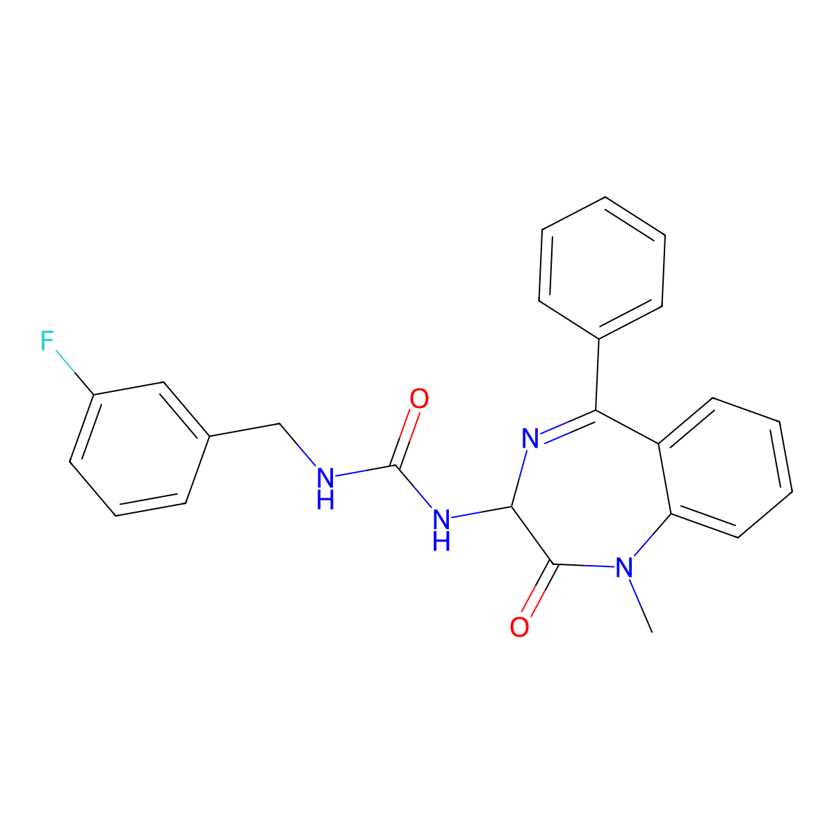 1-(1-methyl-2-oxo-5-phenyl-2,3-dihydro-1H-1,4-diazepin-3-yl)-3-(3-fluorobenzyl)urea molecular structure, CAS 1796915-83-7