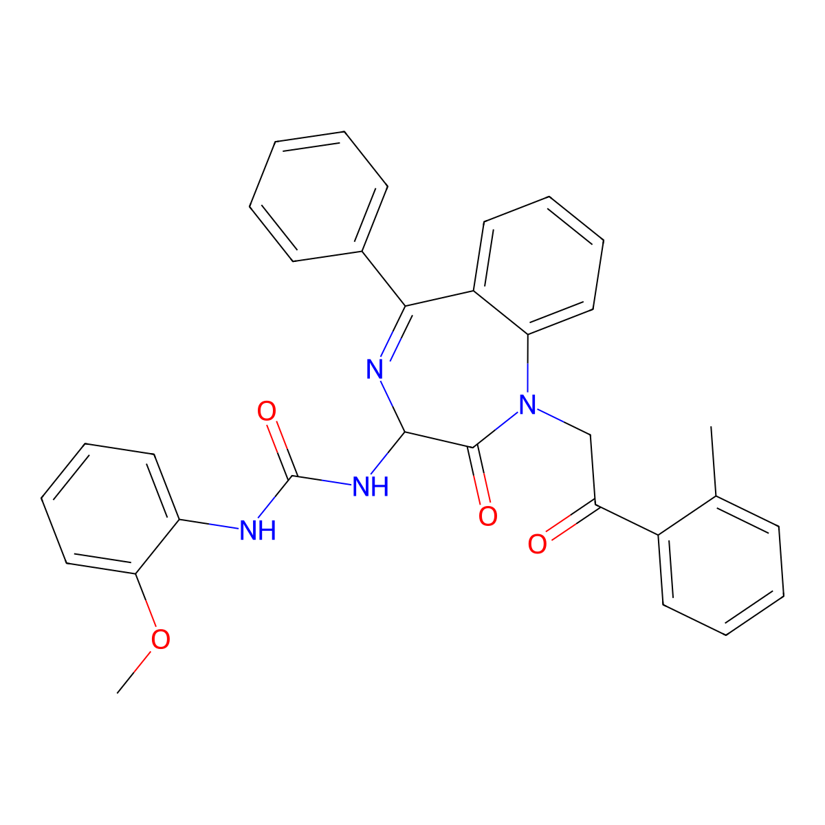1-(2-methoxyphenyl)-3-{1-[2-(2-methylphenyl)-2-oxoethyl]-2-oxo-5-phenyl-2,3-dihydro-1H-1,4-benzodiazepin-3-yl}urea molecular structure, CAS 1796916-22-7
