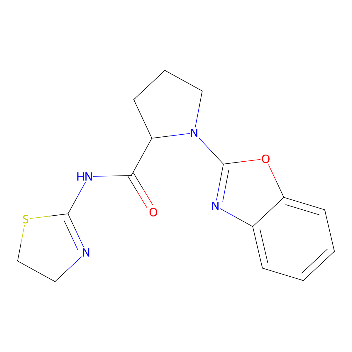 1-(benzo[d]oxazol-2-yl)-N-(4,5-dihydrothiazol-2-yl)pyrrolidine-2-carboxamide molecular structure, CAS 1796918-91-6