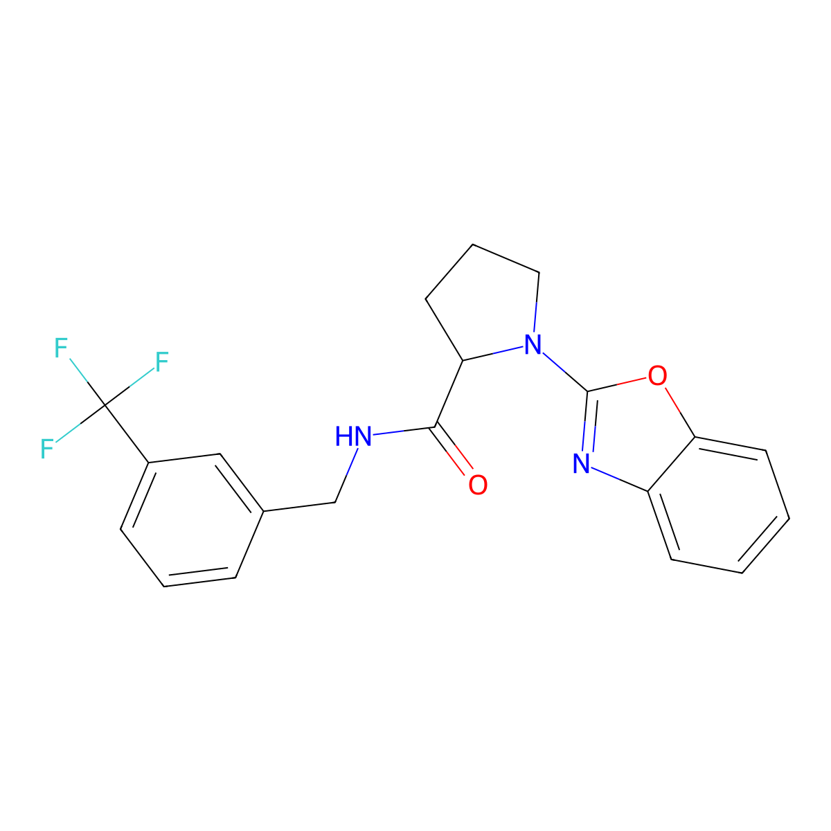 1-(benzo[d]oxazol-2-yl)-N-(3-(trifluoromethyl)benzyl)pyrrolidine-2-carboxamide molecular structure, CAS 1796919-00-0
