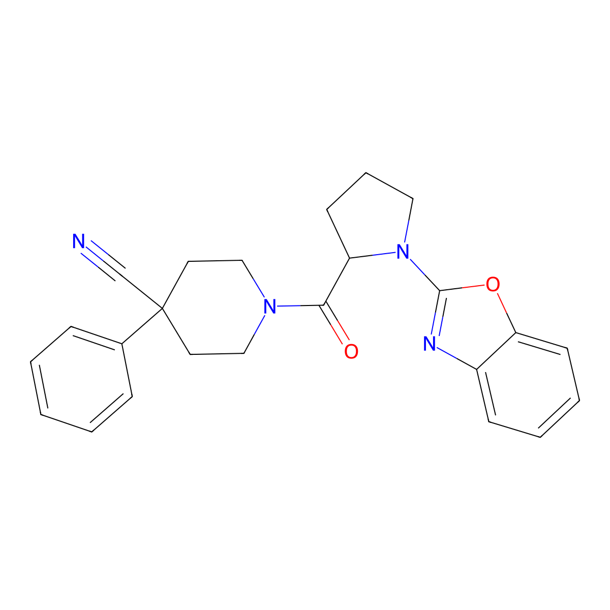 1-(1-(Benzo[d]oxazol-2-yl)pyrrolidine-2-carbonyl)-4-phenylpiperidine-4-carbonitrile molecular structure, CAS 1796919-07-7