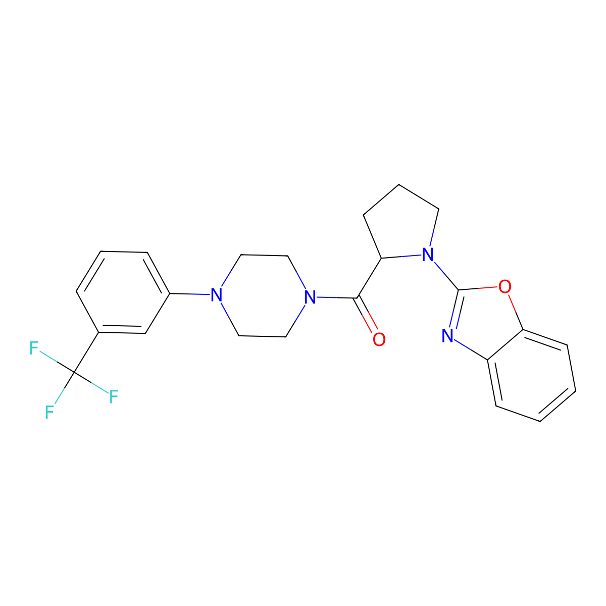 (1-(Benzo[d]oxazol-2-yl)pyrrolidin-2-yl)(4-(3-(trifluoromethyl)phenyl)piperazin-1-yl)methanone molecular structure, CAS 1796919-31-7