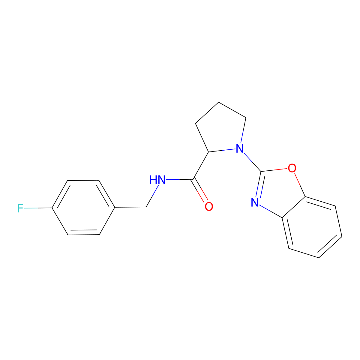 1-(benzo[d]oxazol-2-yl)-N-(4-fluorobenzyl)pyrrolidine-2-carboxamide molecular structure, CAS 1796920-50-7
