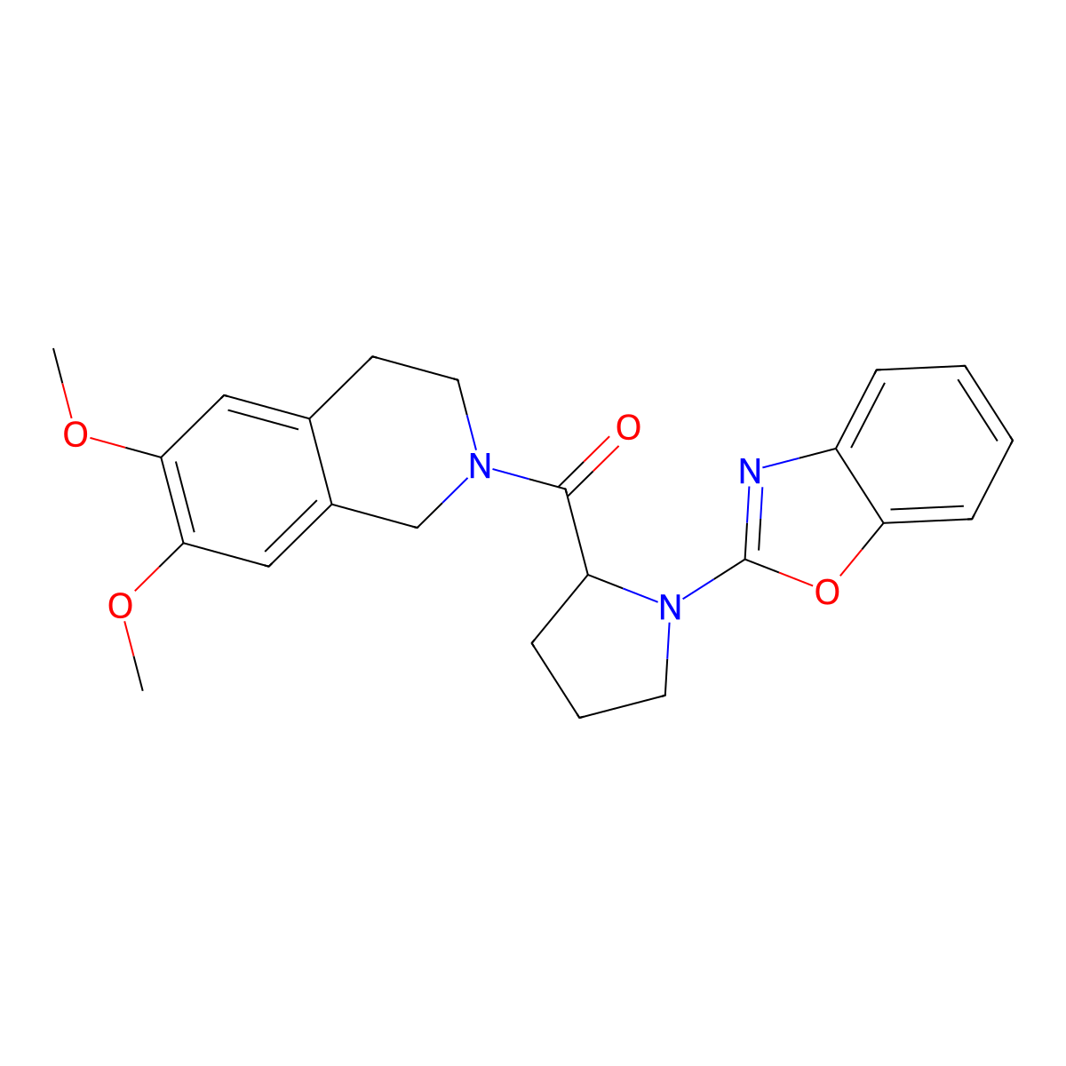 (1-(benzo[d]oxazol-2-yl)pyrrolidin-2-yl)(6,7-dimethoxy-3,4-dihydroisoquinolin-2(1H)-yl)methanone molecular structure, CAS 1796920-70-1