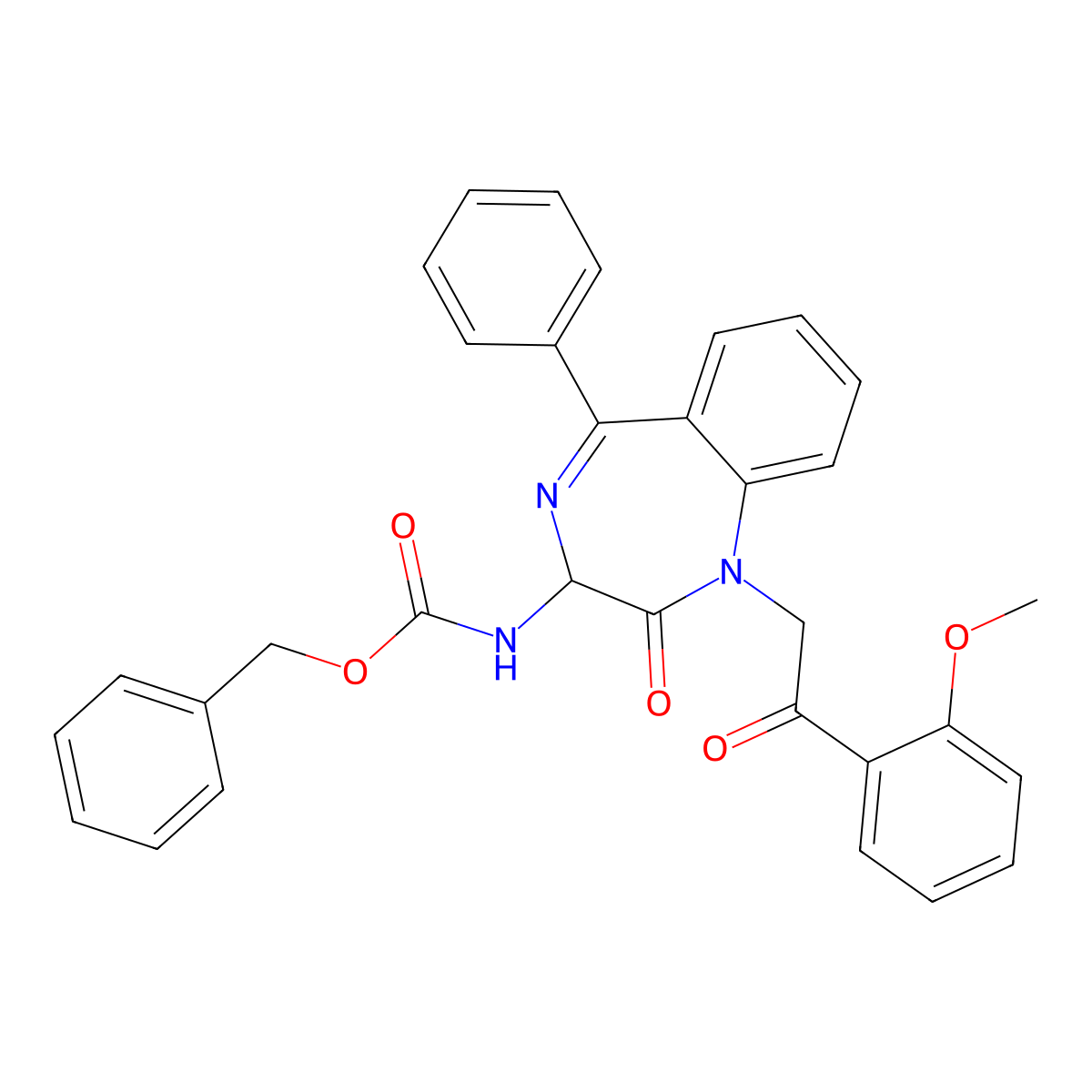 N-(2,5-diaza-2-(2-(2-methoxyphenyl)-2-oxoethyl)-3-oxo-6-phenylbicyclo[5.4.0]undeca-1(7),5,8,10-tetraen-4-yl)((phenylmethoxy)amino)formamide molecular structure, CAS 1796922-08-1