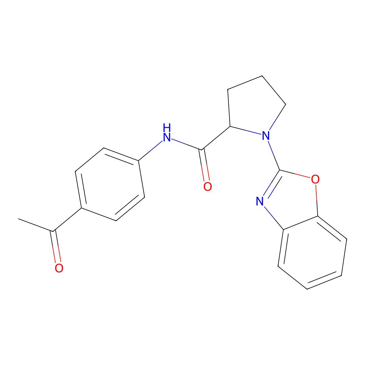 N-(4-acetylphenyl)-1-(benzo[d]oxazol-2-yl)pyrrolidine-2-carboxamide molecular structure, CAS 1796923-73-3