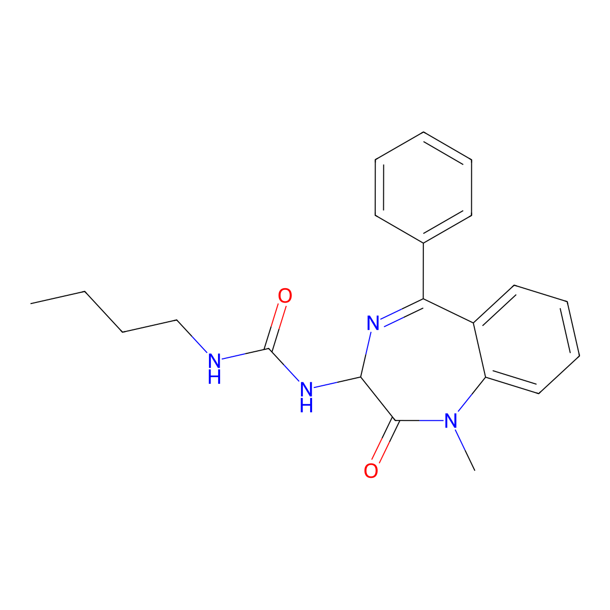 1-Butyl-3-(1-methyl-2-oxo-5-phenyl-3H-1,4-benzodiazepin-3-yl)urea molecular structure, CAS 1796924-19-0