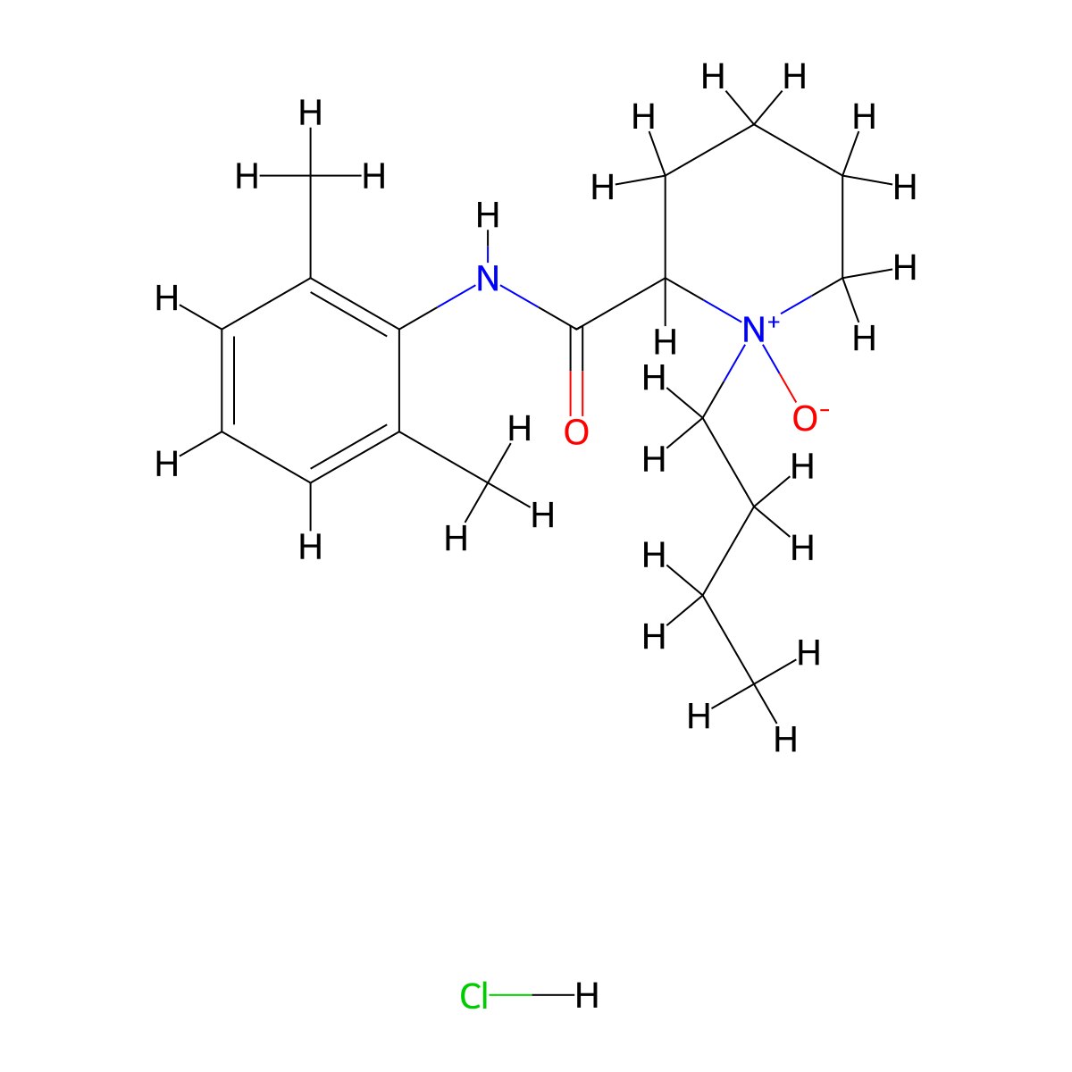 Bupivacaine N-Oxide Hydrochloride Salt molecular structure, CAS 1796927-05-3