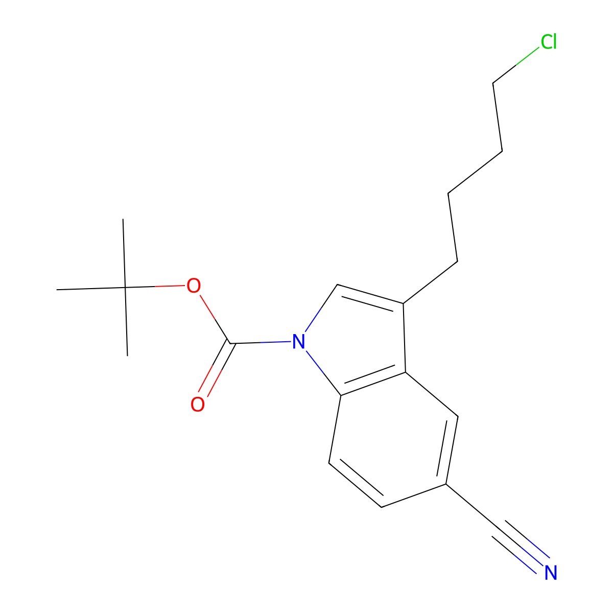 3-(4-Chlorobutyl)-1-(tert-butyloxycarbonyl)indole-5-carbonitrile molecular structure, CAS 1796928-27-2