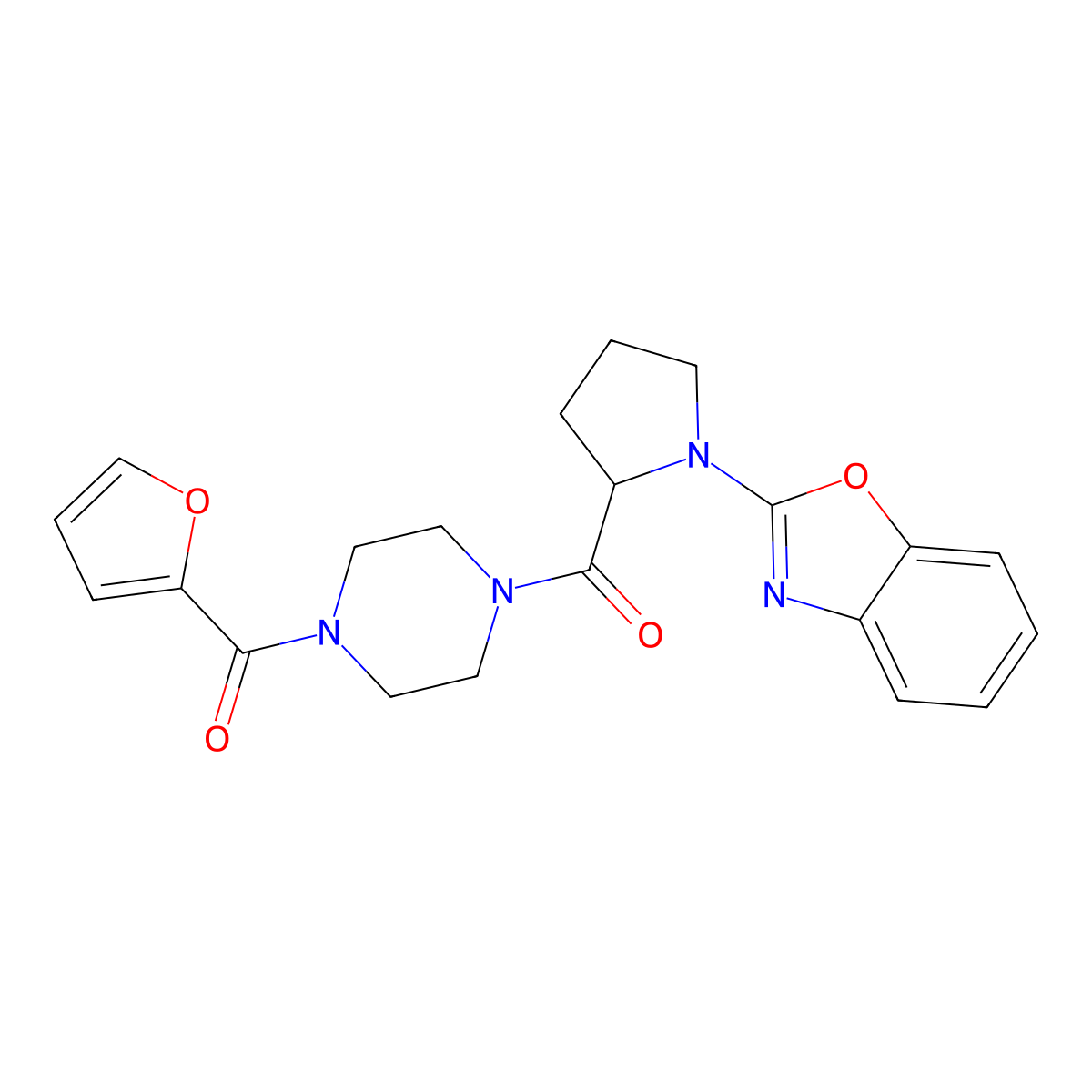 (1-(Benzo[d]oxazol-2-yl)pyrrolidin-2-yl)(4-(furan-2-carbonyl)piperazin-1-yl)methanone molecular structure, CAS 1796933-36-2