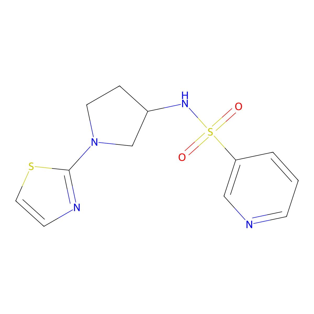 N-(1-(thiazol-2-yl)pyrrolidin-3-yl)pyridine-3-sulfonamide molecular structure, CAS 1796945-91-9