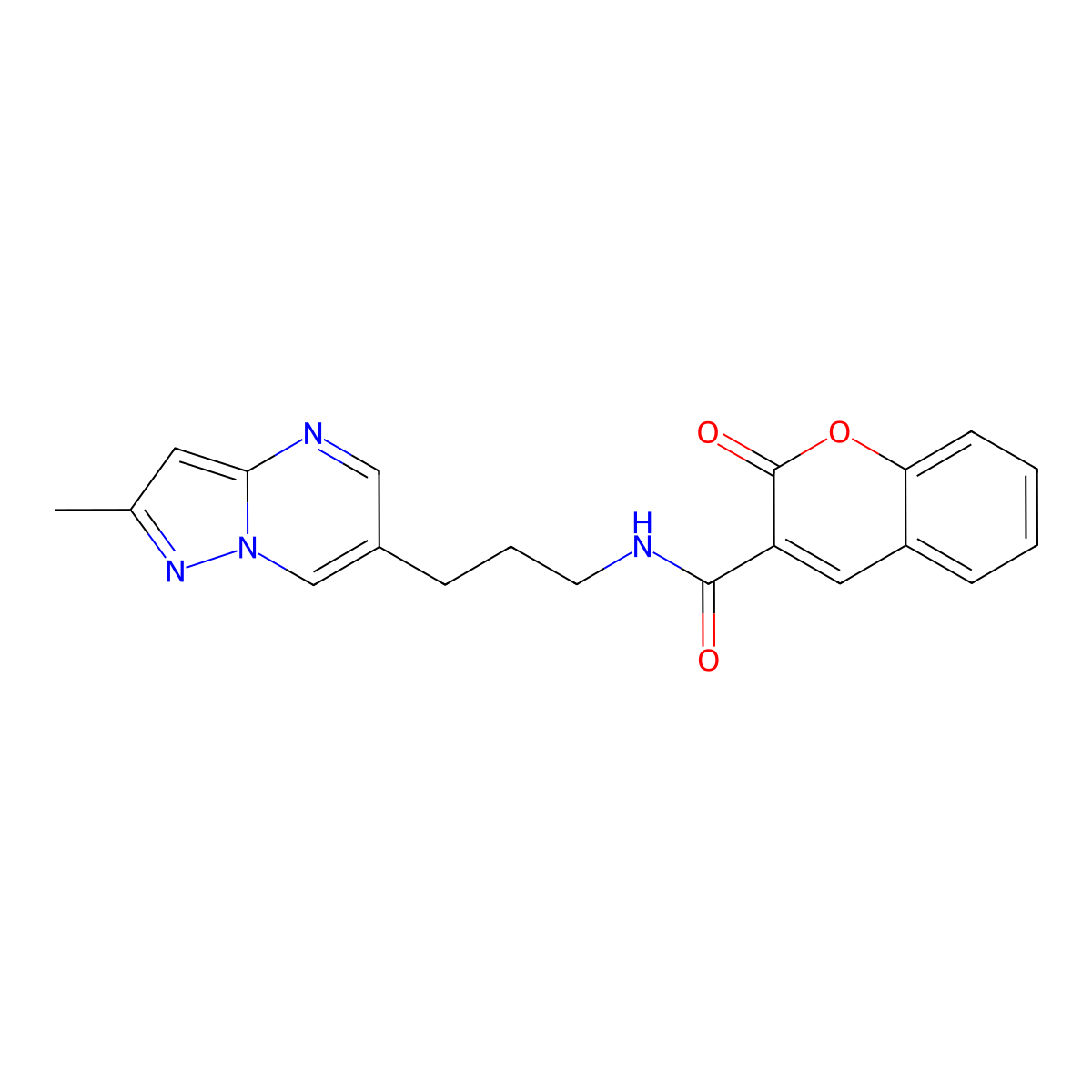 N-(3-(2-methylpyrazolo[1,5-a]pyrimidin-6-yl)propyl)-2-oxo-2H-chromene-3-carboxamide molecular structure, CAS 1796945-98-6