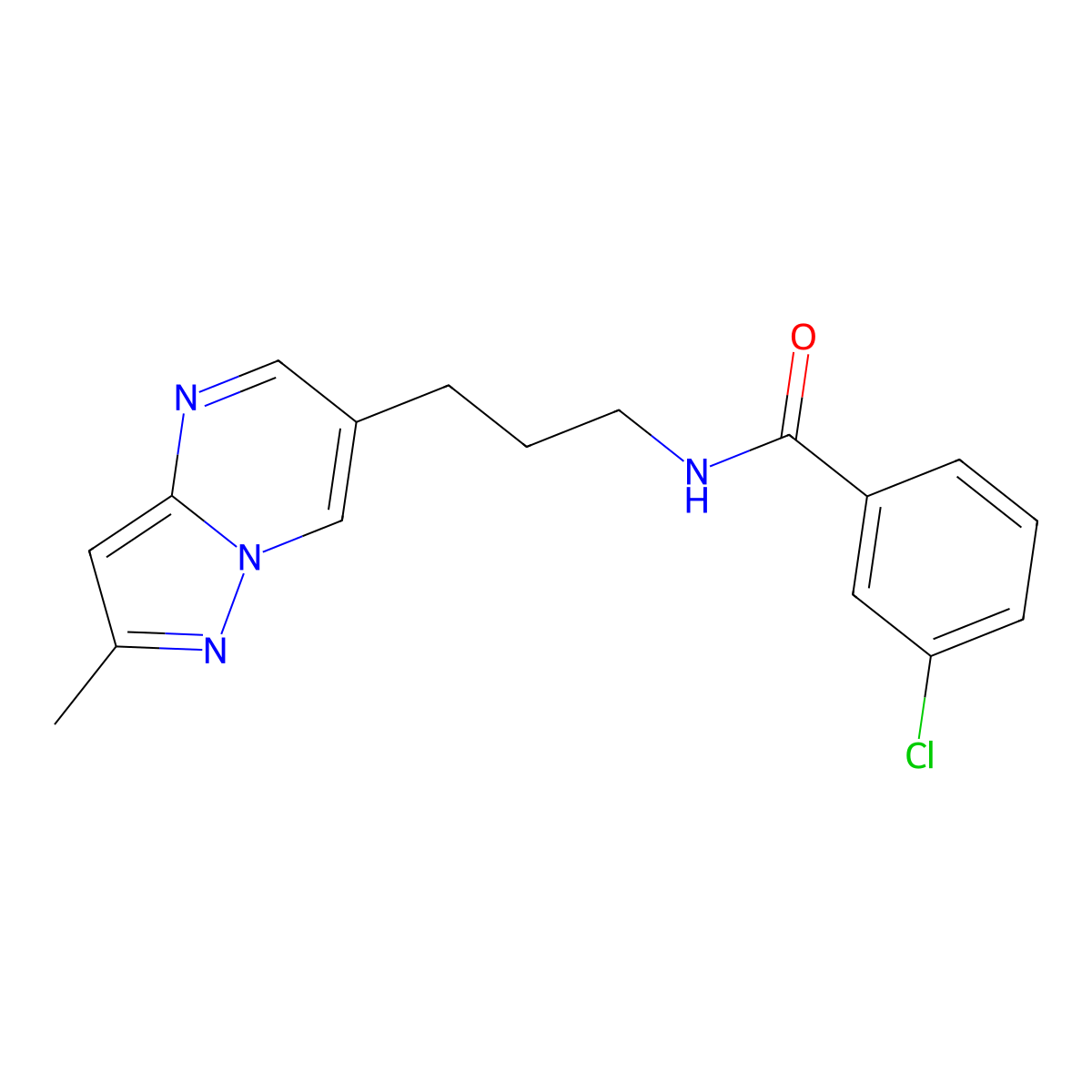 3-chloro-N-(3-{2-methylpyrazolo[1,5-a]pyrimidin-6-yl}propyl)benzamide molecular structure, CAS 1796946-20-7
