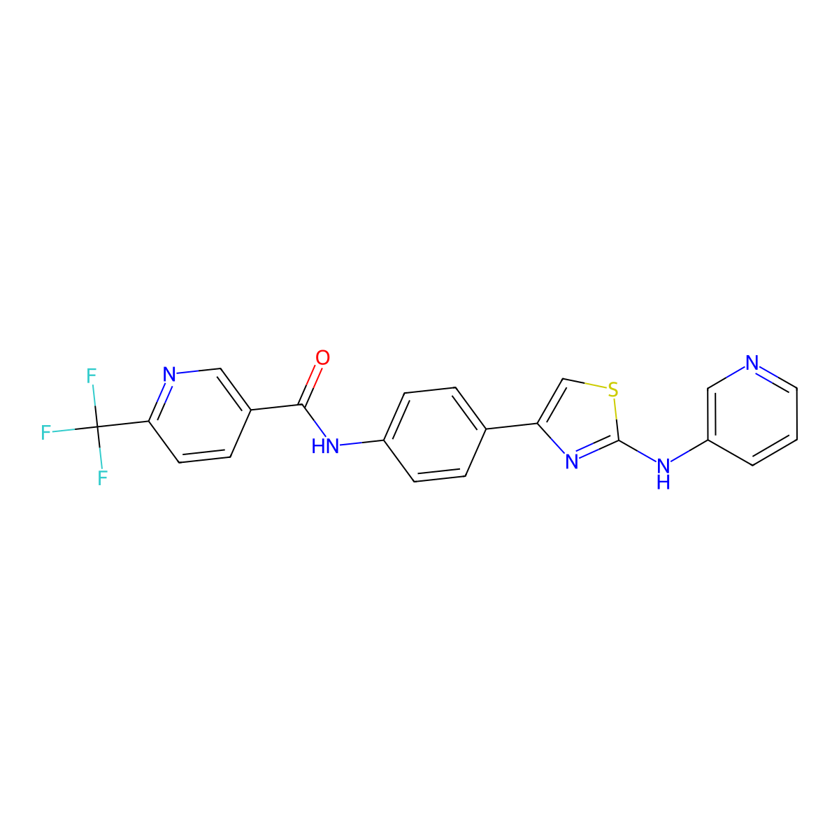N-(4-(2-(pyridin-3-ylamino)thiazol-4-yl)phenyl)-6-(trifluoromethyl)nicotinamide molecular structure, CAS 1796947-03-9