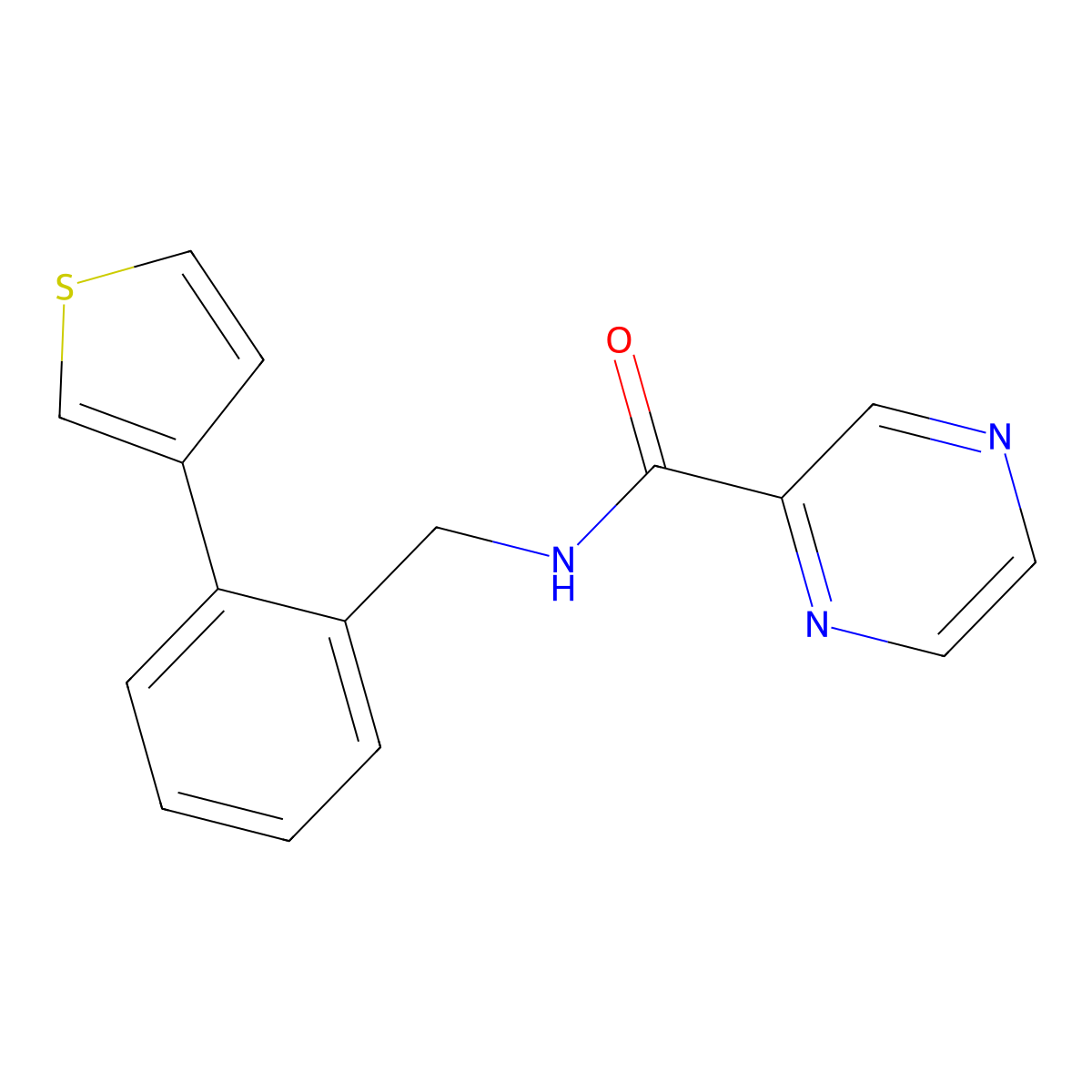 N-(2-(thiophen-3-yl)benzyl)pyrazine-2-carboxamide molecular structure, CAS 1796947-05-1
