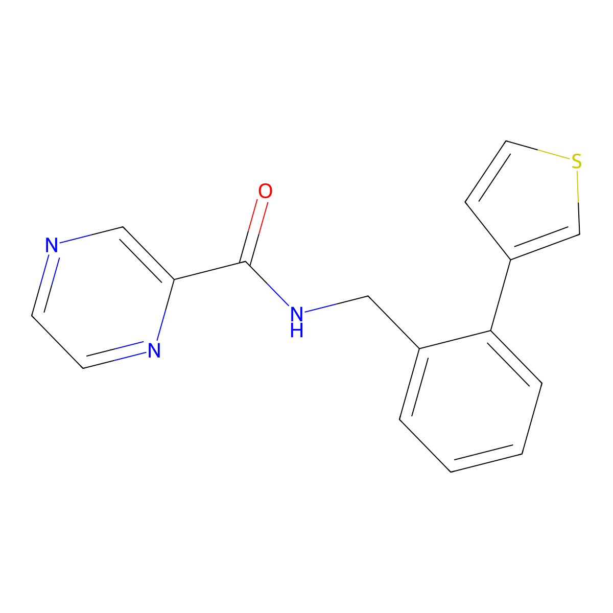 N-(2-(thiophen-3-yl)benzyl)pyrazine-2-carboxamide molecular structure, CAS 1796947-05-1