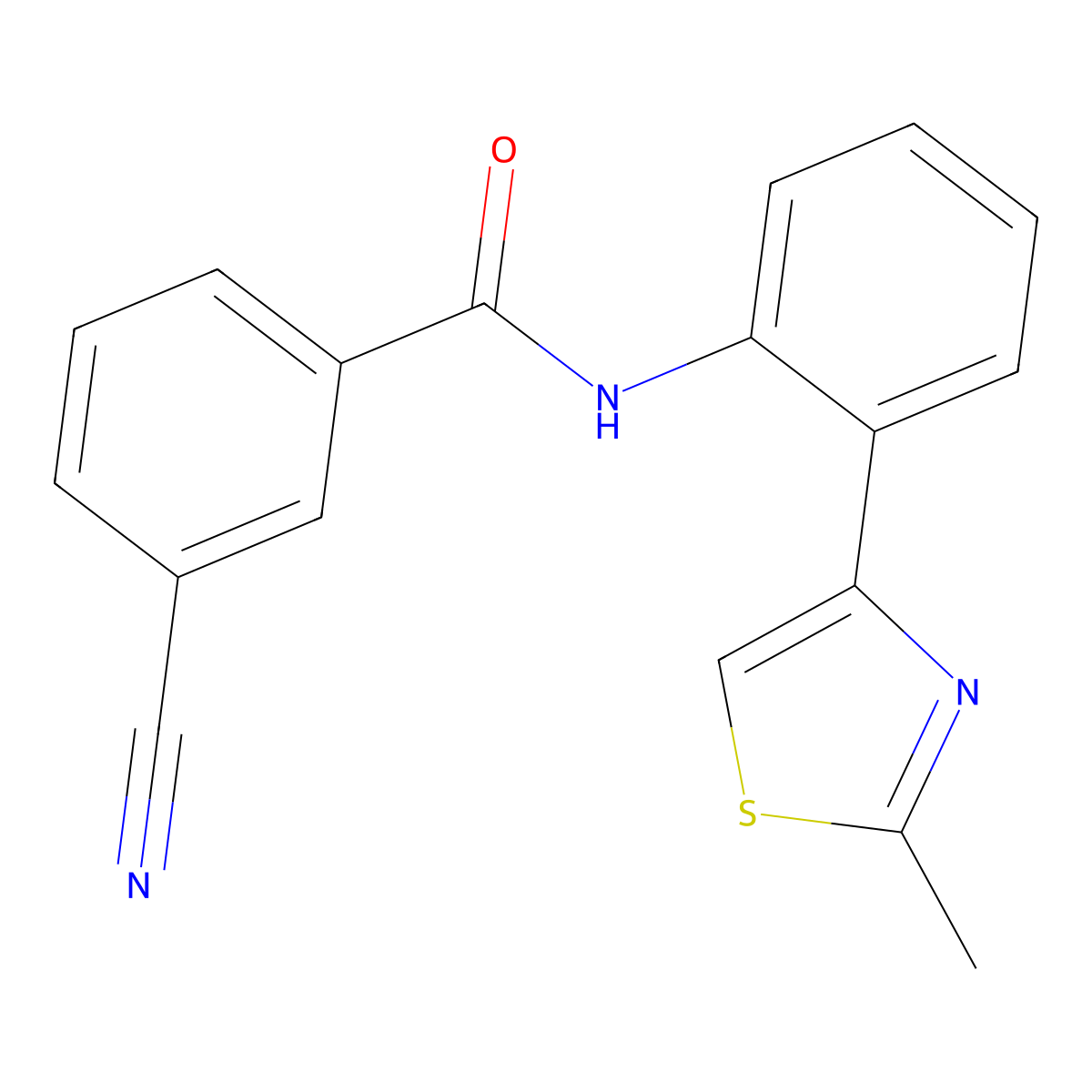 3-cyano-N-(2-(2-methylthiazol-4-yl)phenyl)benzamide molecular structure, CAS 1796947-22-2