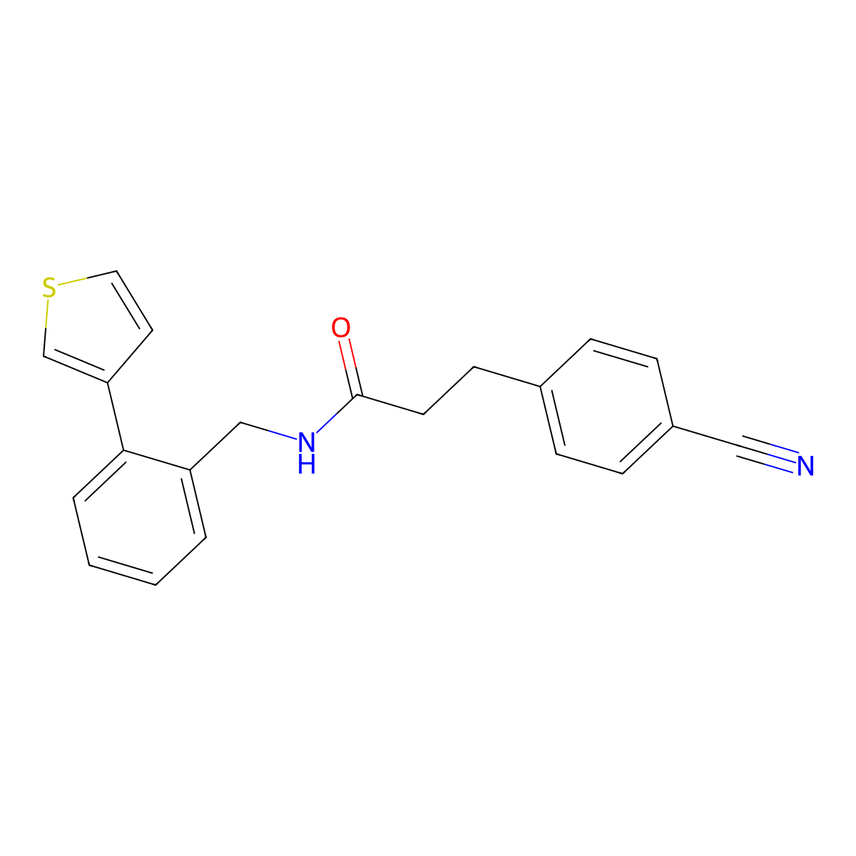 3-(4-cyanophenyl)-N-(2-(thiophen-3-yl)benzyl)propanamide molecular structure, CAS 1796947-25-5