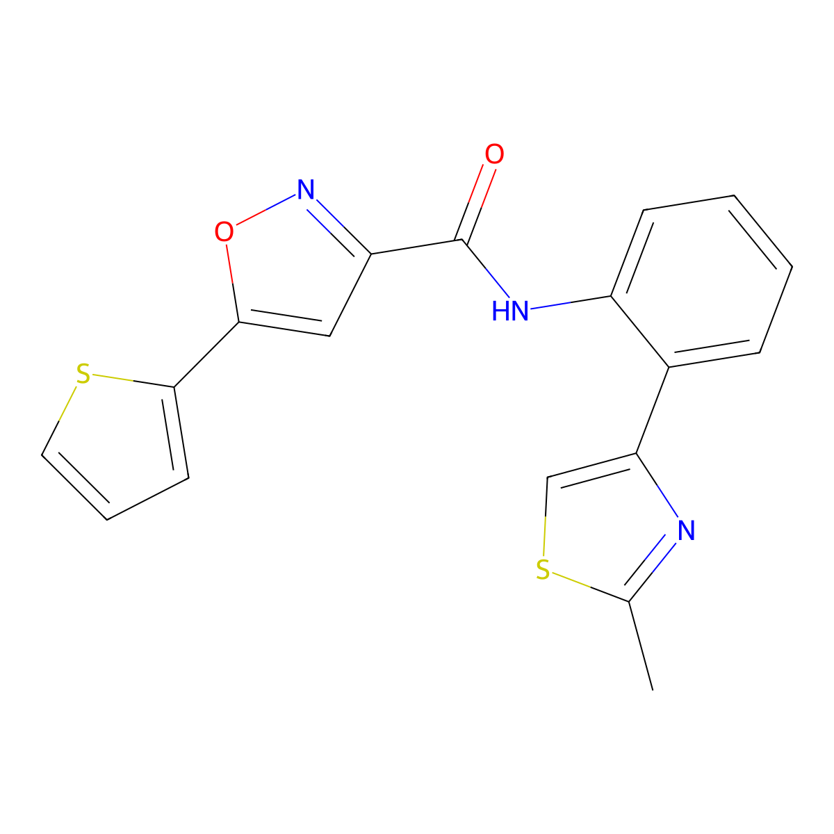 N-(2-(2-methylthiazol-4-yl)phenyl)-5-(thiophen-2-yl)isoxazole-3-carboxamide molecular structure, CAS 1796947-35-7